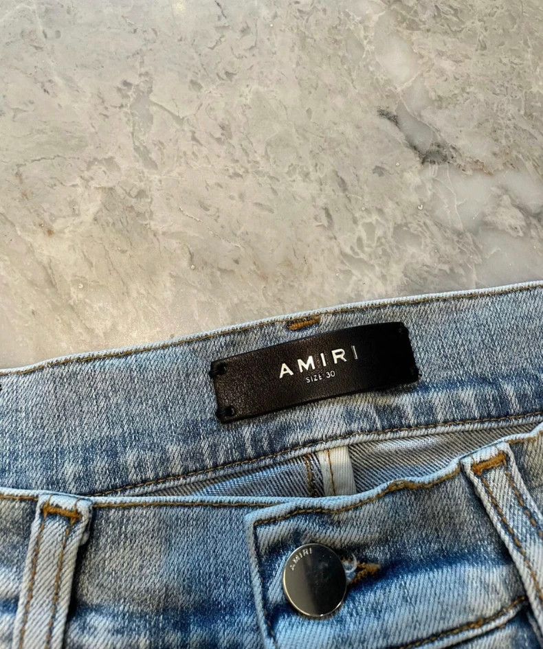 Amiri Amiri snow leopard print spliced blue denim pants Size US 30 / EU 46 - 2 Thumbnail