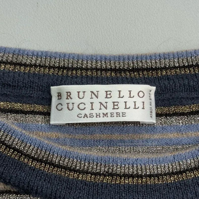 Brunello Cucinelli Brunello Cucinelli Blue striped fine glitter wool sweater Size M / US 6-8 / IT 42-44 - 5 Thumbnail