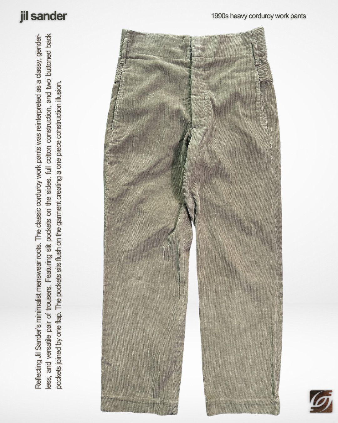 Jil Sander 1990s Heavy Corduroy Work Pants Size US 32 / EU 48 - 1 Thumbnail