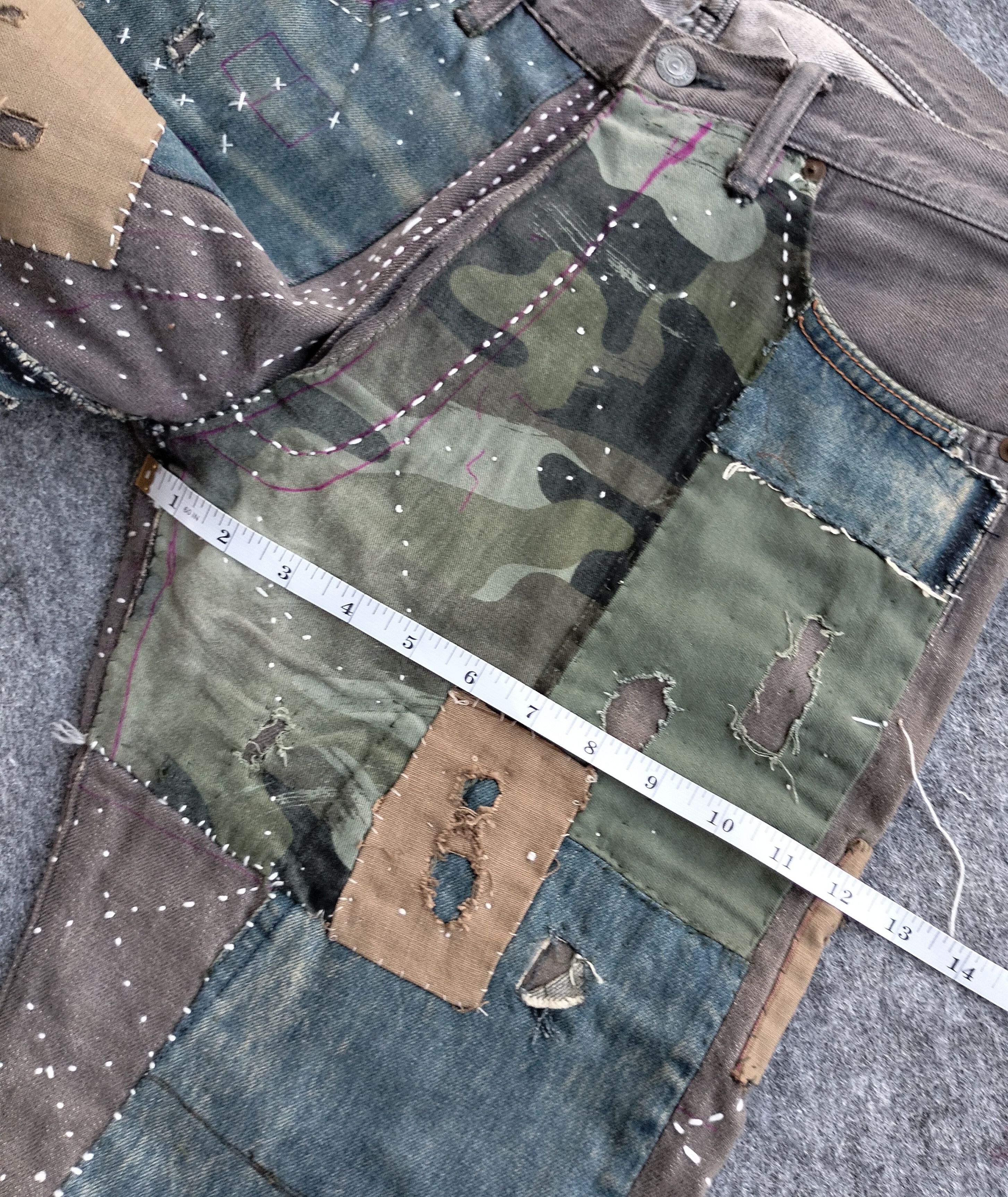 Full Count & Co. Vtg Full count & co patchwork sashiko selvedge denim Size US 32 / EU 48 - 18 Thumbnail