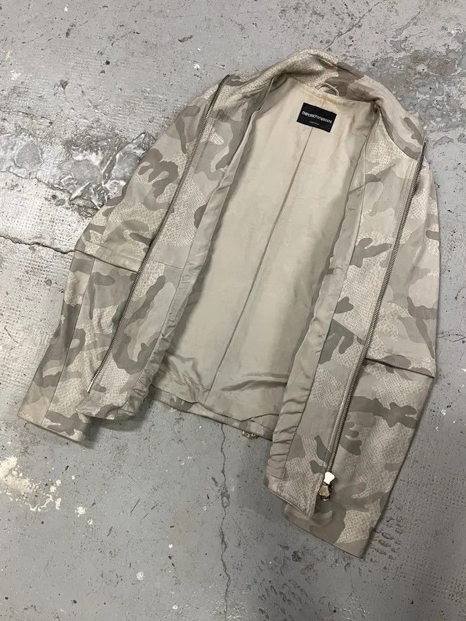 Emporio Armani × Vintage SS2011 Emporio Armani Grey Camo Leather Jacket Size US M / EU 48-50 / 2 - 6 Thumbnail
