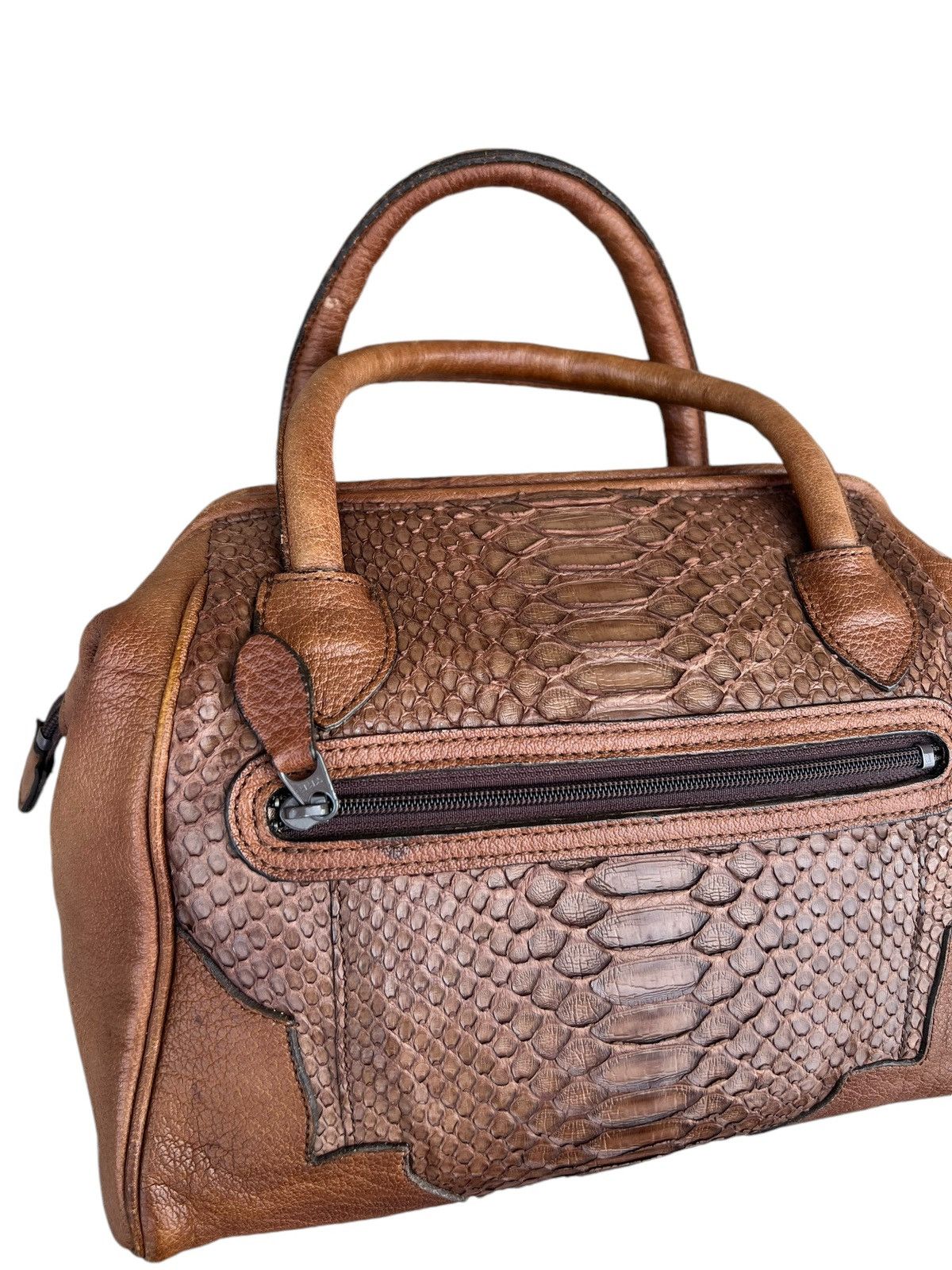 Leather Vintage Ibiza Japan Patina Python Snake Leather Doctor Bag Size ONE SIZE - 11 Thumbnail