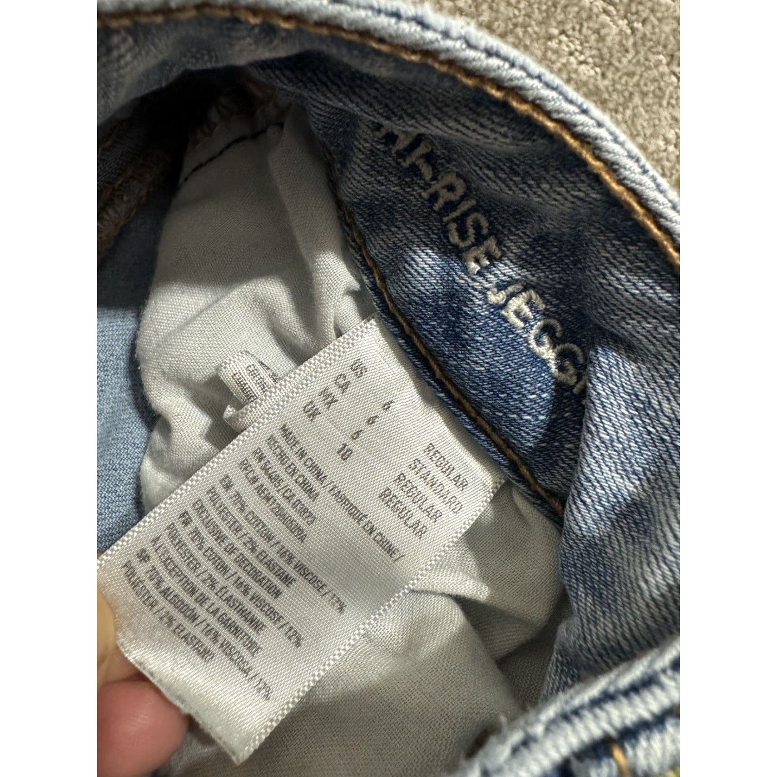 American Eagle Outfitters American Eagle Blue Next Level Stretch Hi-Rise Jegging Pants Size 6 Reg Distress Womens Jeans Size 28" / US 6 / IT 42 - 5 Thumbnail