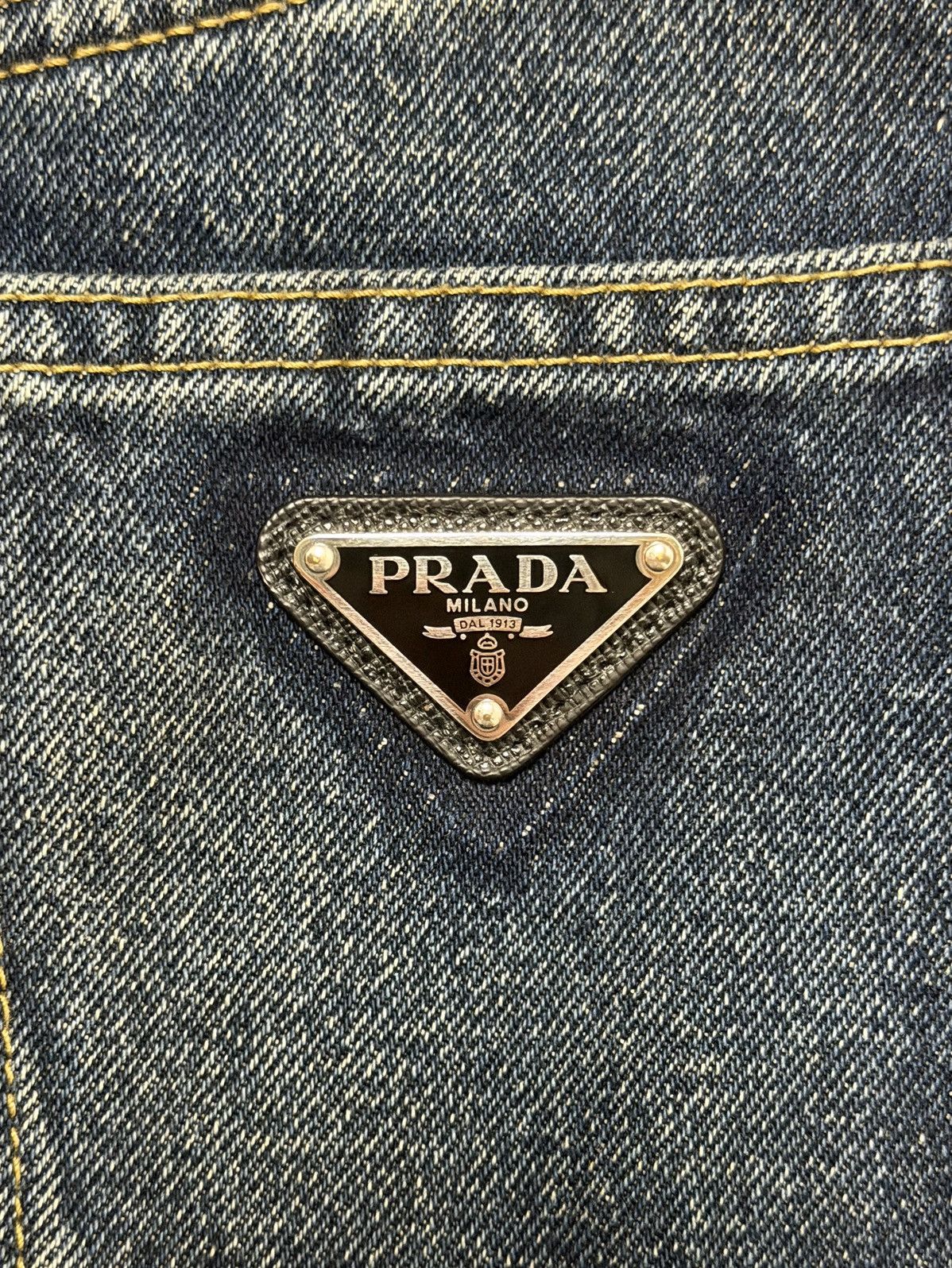 Prada PRADA High-Waisted Denim Midi Skirt with Back Logo Plaque Size 25" / US 0 / IT 36 - 7 Thumbnail
