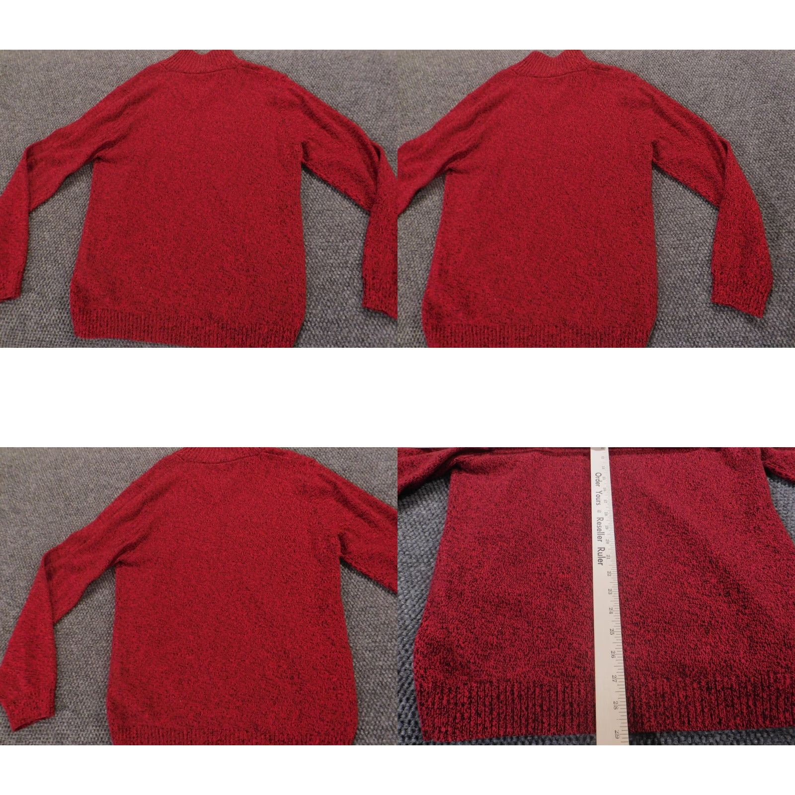 Izod VINTAGE IZOD Womens Sweater XL Red Pullover Mock Neck Puff Sleeve Cotton Knit Stretch Open Bow Button Size XL / US 12-14 / IT 48-50 - 8 Thumbnail