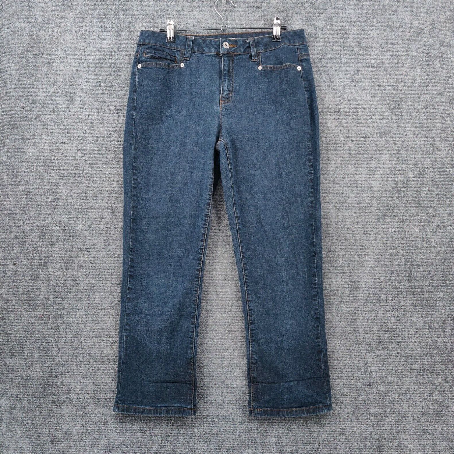 Jeans Femme Liz & Co. Taille 10 (US) - Coupe Straight, Tissu Stretch (99%Coton/1%Spandex) - Occasion En Excellent État