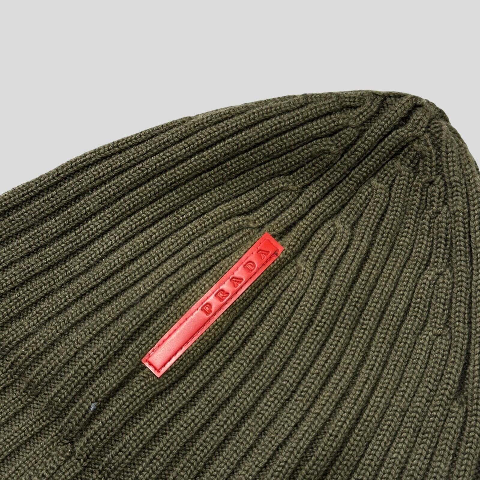 Prada Prada Sport 2009 Khaki Green Wool Ribbed Fisherman’s Beanie Size ONE SIZE - 5 Thumbnail