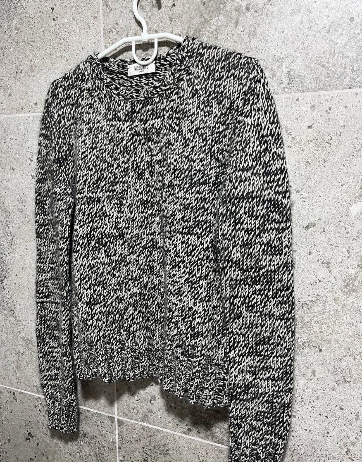 Moschino × Vintage Moschino Jeans Black White Chunky Knit Sweater Size S / US 4 / IT 40 - 4 Thumbnail