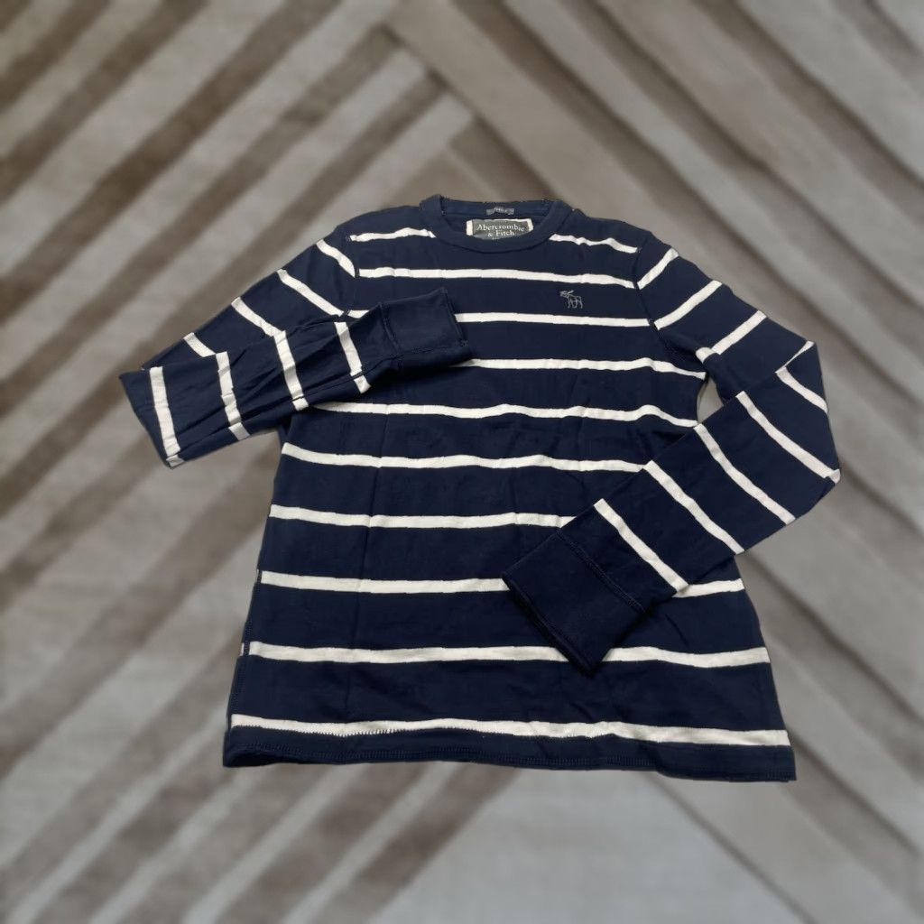 Vintage VINTAGE Abercrombie & Fitch Muscle T Shirt Blue/ White Stripe Men’s S Size US S / EU 44-46 / 1 - 1 Thumbnail