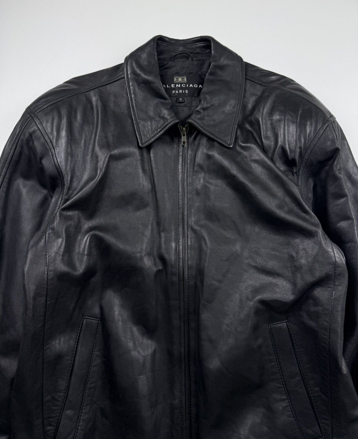 Balenciaga Vintage Balenciaga Padded Shoulder Zip Up Leather Jacket Size US L / EU 52-54 / 3 - 5 Thumbnail