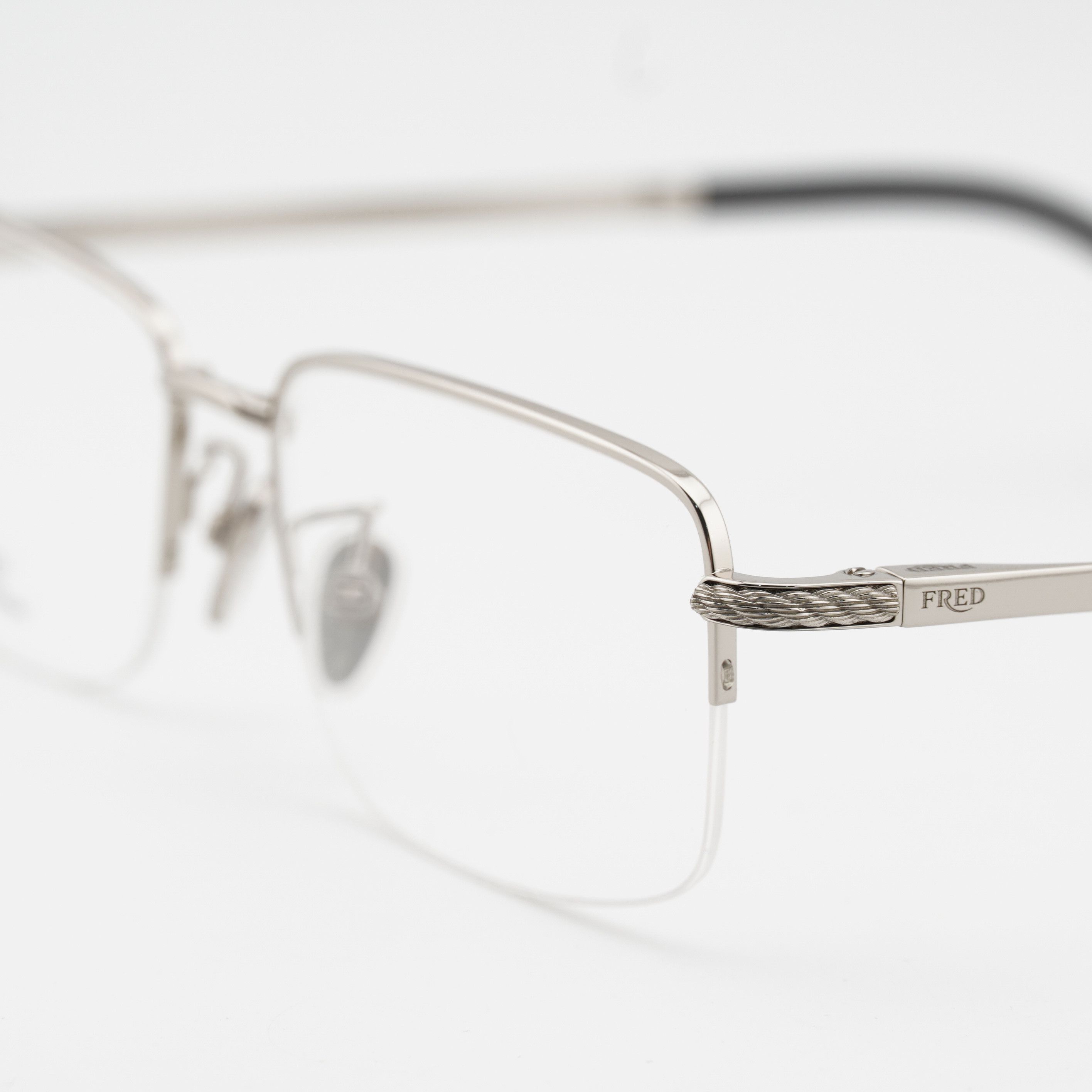 FRED Fred FG50024F 016 Eyeglasses Silver 56mm Rectangle Frame Size ONE SIZE - 2 Thumbnail