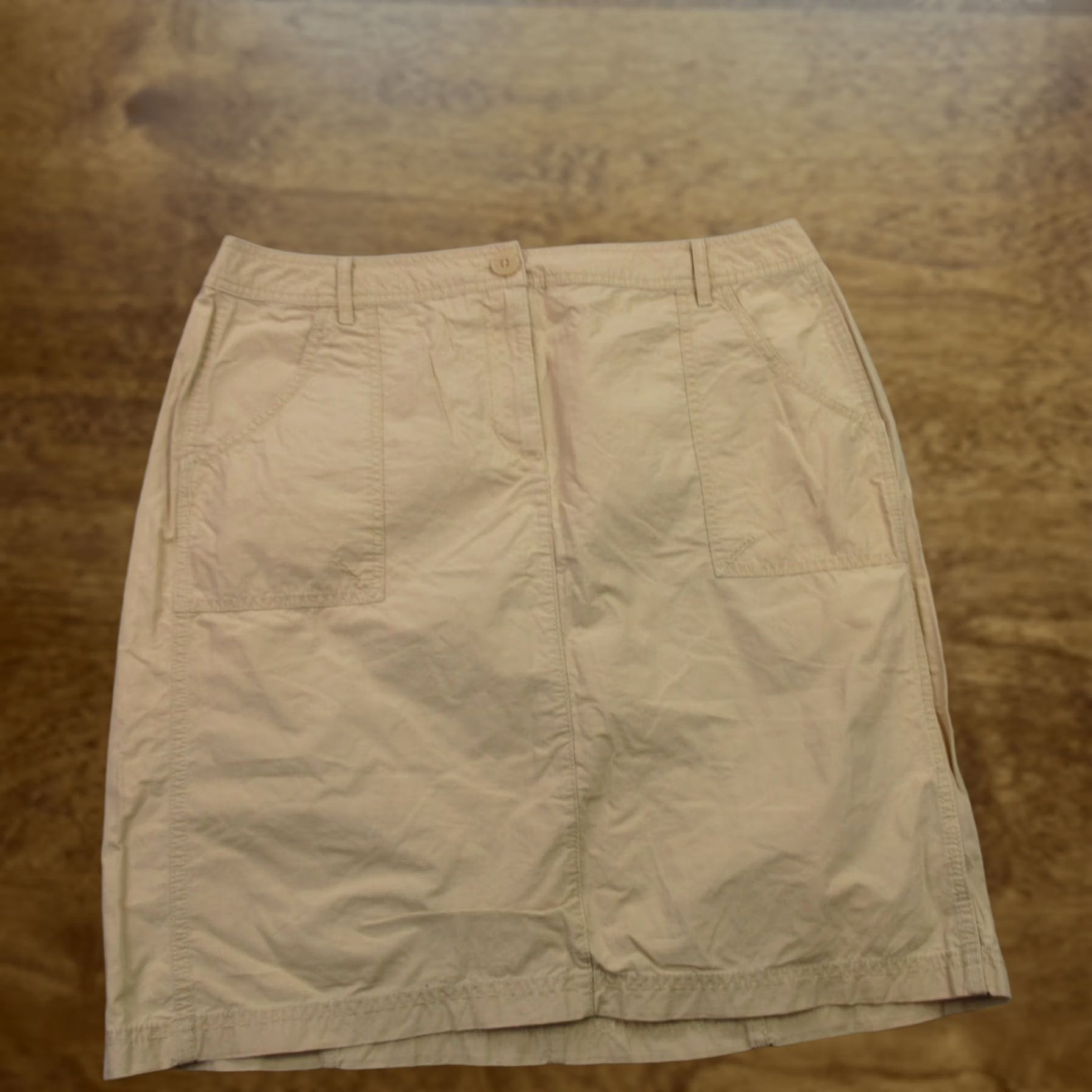 J. Jill J. Jill Skirt Womens 14 Midi Beige Casual Lightweight Outdoors Knit Cotton Blend Pockets Flare Button Rise Mid Size 36" / US 14 / IT 50 - 1 Thumbnail