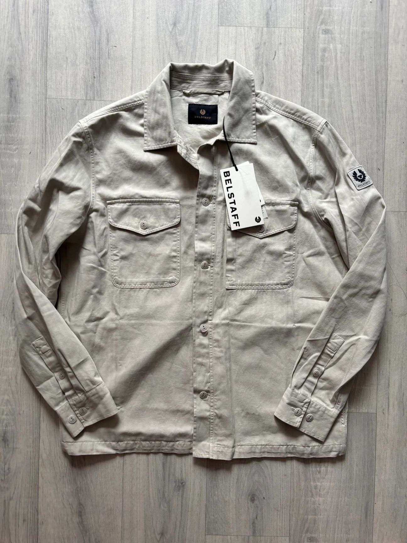 Belstaff Belstaff Cotton Overshirt Jacket In Stone Size US XXL / EU 58 / 5 - 1 Thumbnail