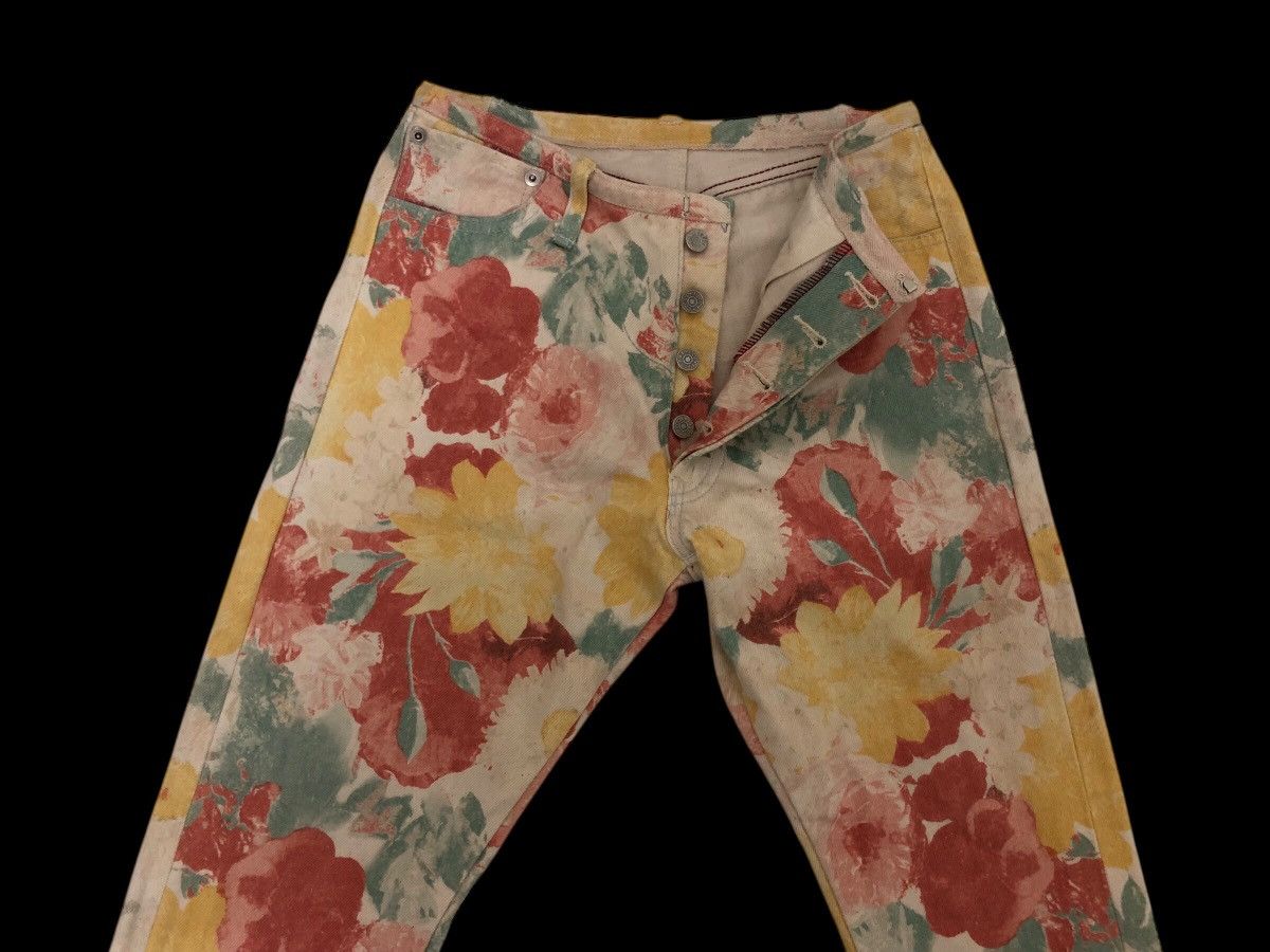 Yoshiyuki Konishi FICCE UOMO 💐 FLORAL ALL OVER PRINT BUTTON FLY SLIM STRAIGHT Size US 27 - 3 Thumbnail
