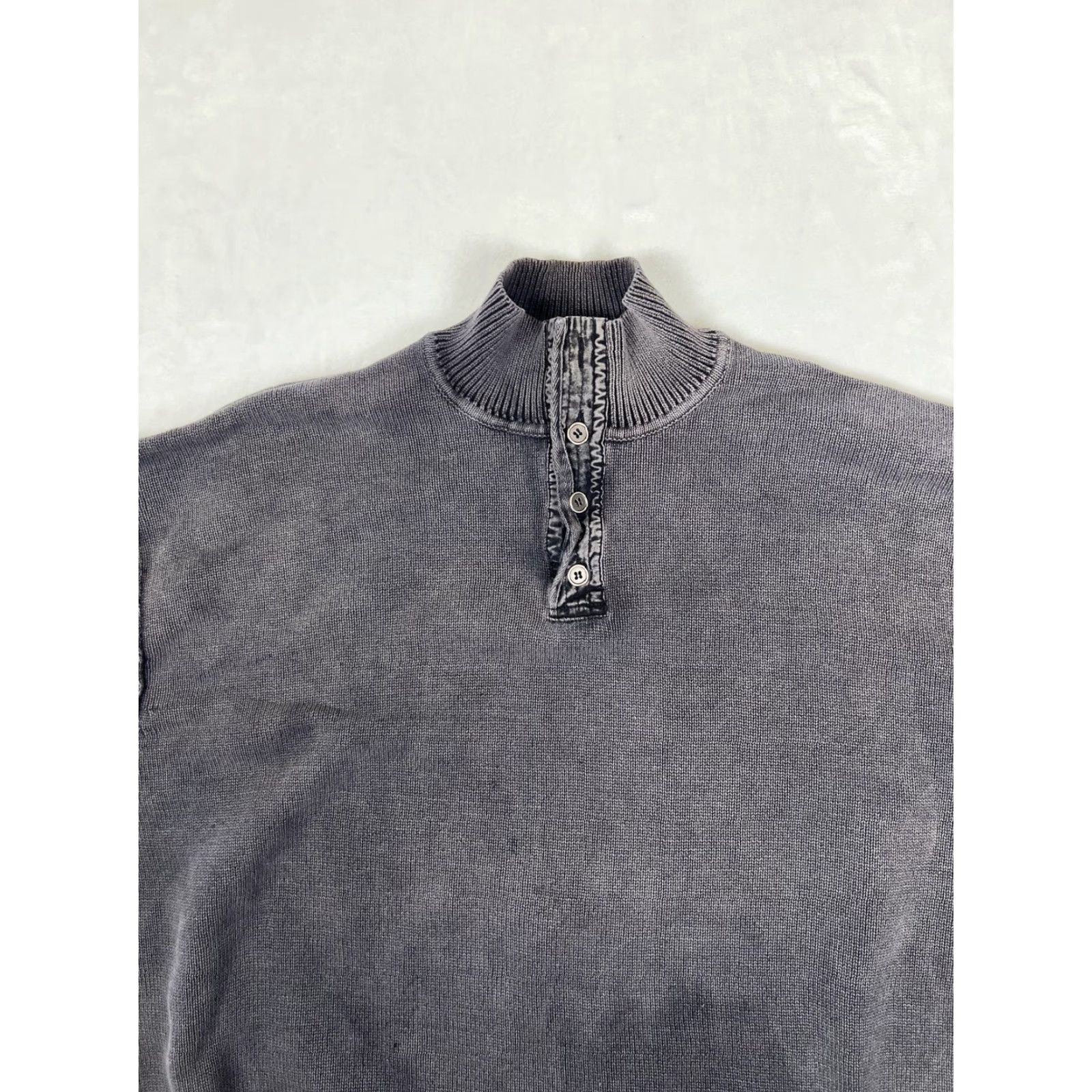 Pronto Uomo Blue Pronto Uomo Sweater Mens 2XL Gray Cotton Mock Neck Henley Pullover Knit Long Sleeve Sweatshirt Size US XXL / EU 58 / 5 - 4 Thumbnail