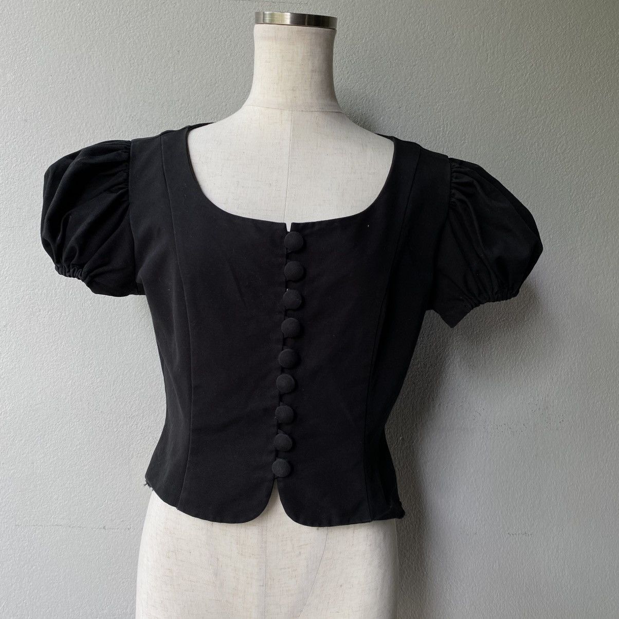 Moschino Moschino Black Puff Sleeve Fitted Cropped Top Size M / US 6-8 / IT 42-44 - 13 Thumbnail