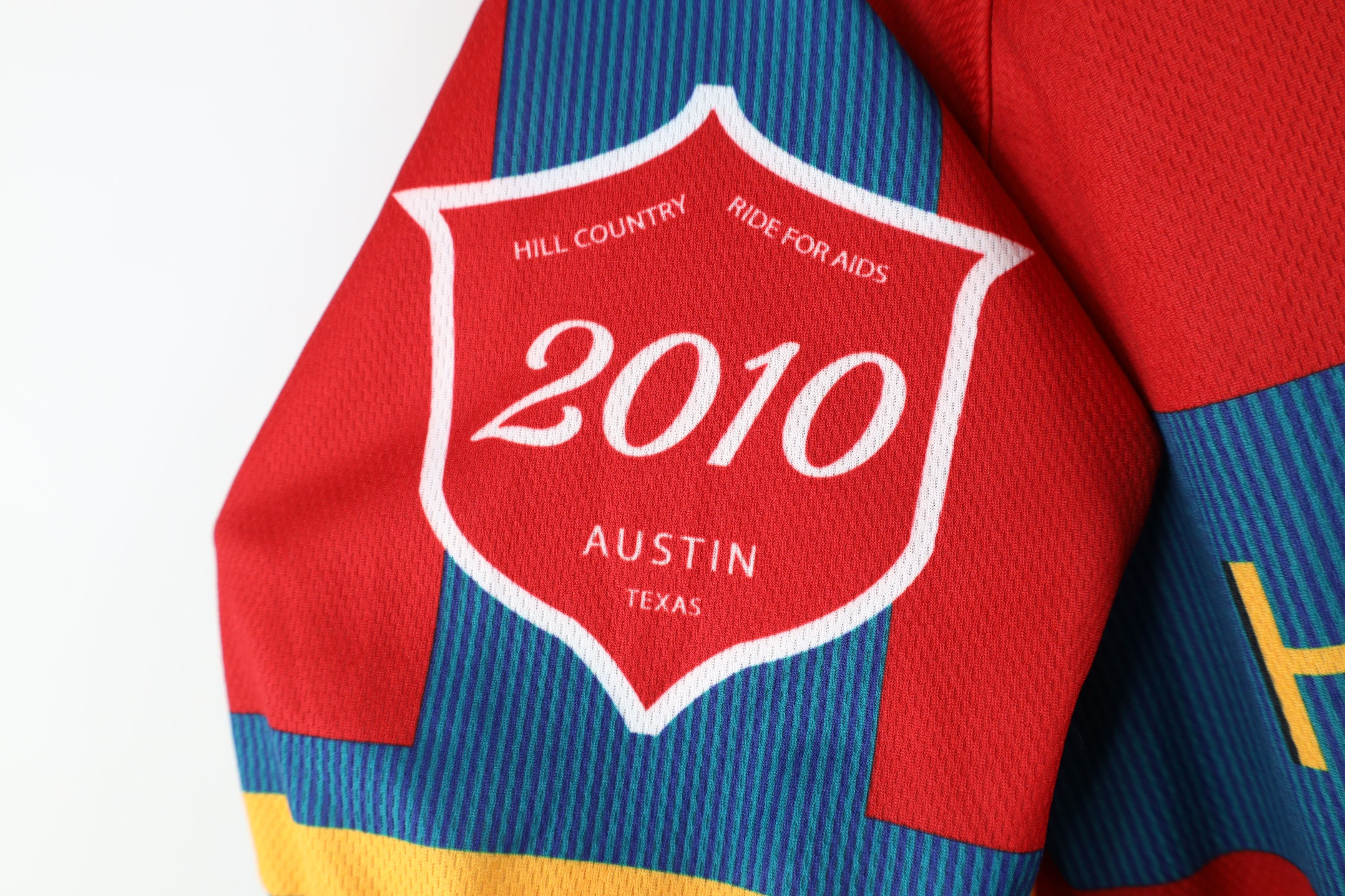 Vintage Vintage for AIDS Club Raglan Bicycle Cycling Jersey USA Red Size US L / EU 52-54 / 3 - 4 Thumbnail