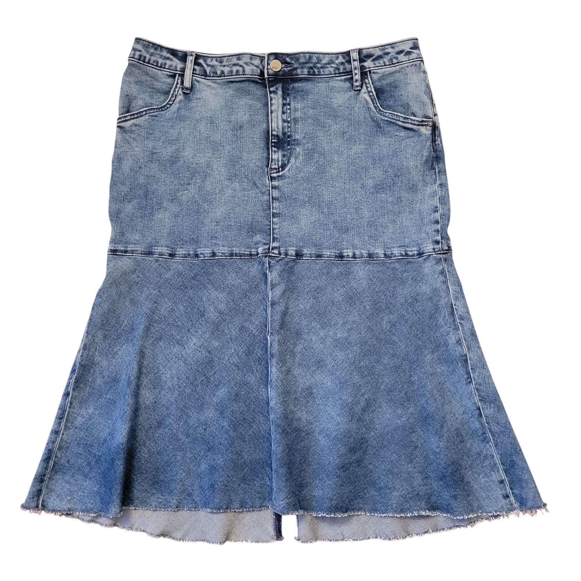 Other Wash Lab Blue Jean Denim Skirt 32 Flared A Line Back Slit Ye Size 35" - 1 Thumbnail