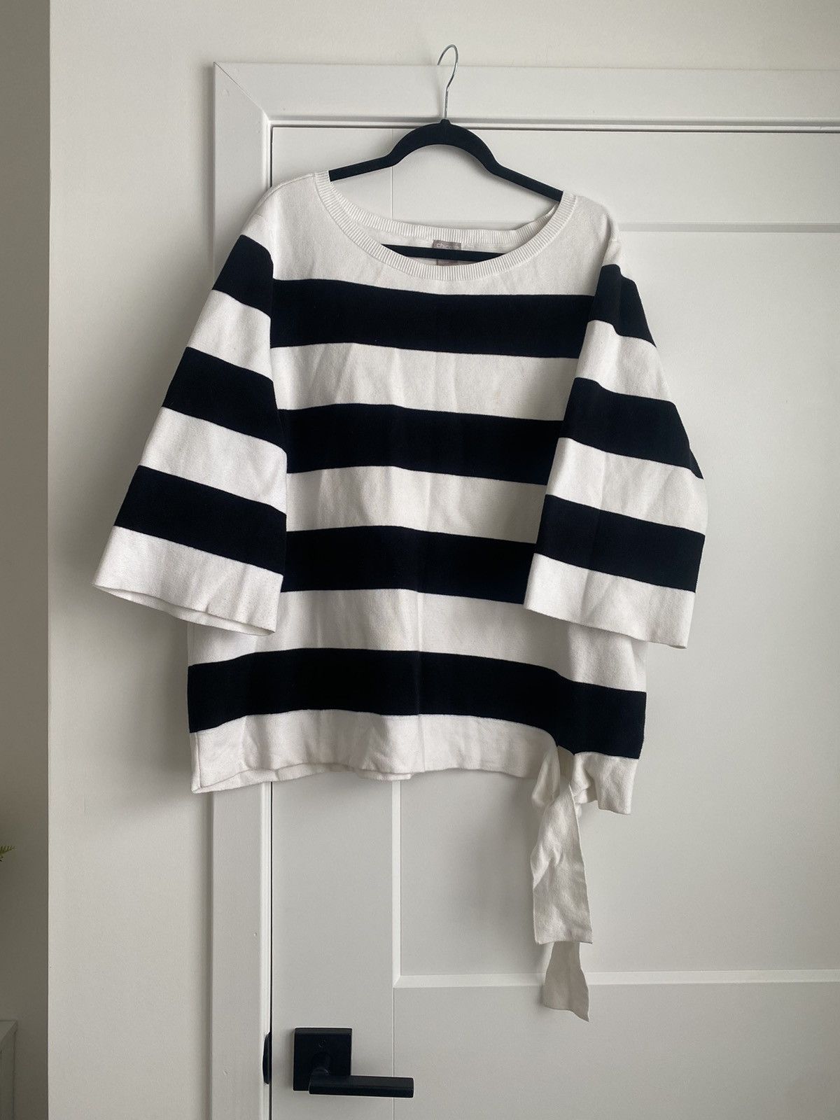 Chicos Chico's Womens Sweater Size XXL Black White Striped Sleeve Size XXL / US 16-18 / IT 52-54 - 1 Thumbnail