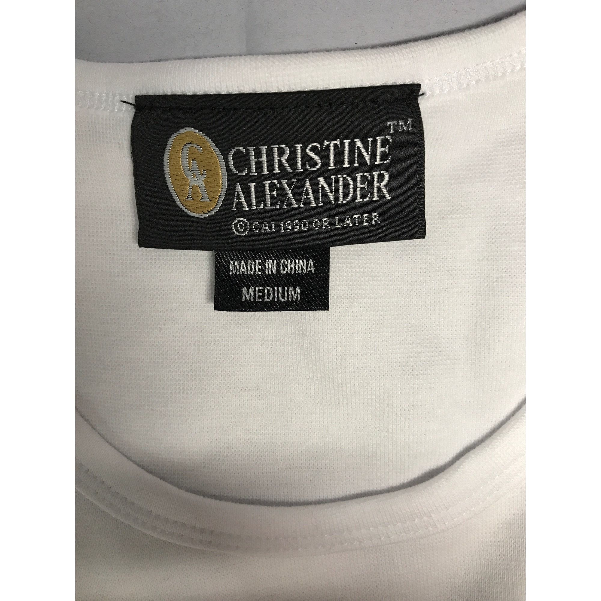 Designer × Vintage Christine Alexander Medium White Shirt Top Cotton Dance Trac Size M / US 6-8 / IT 42-44 - 5 Thumbnail