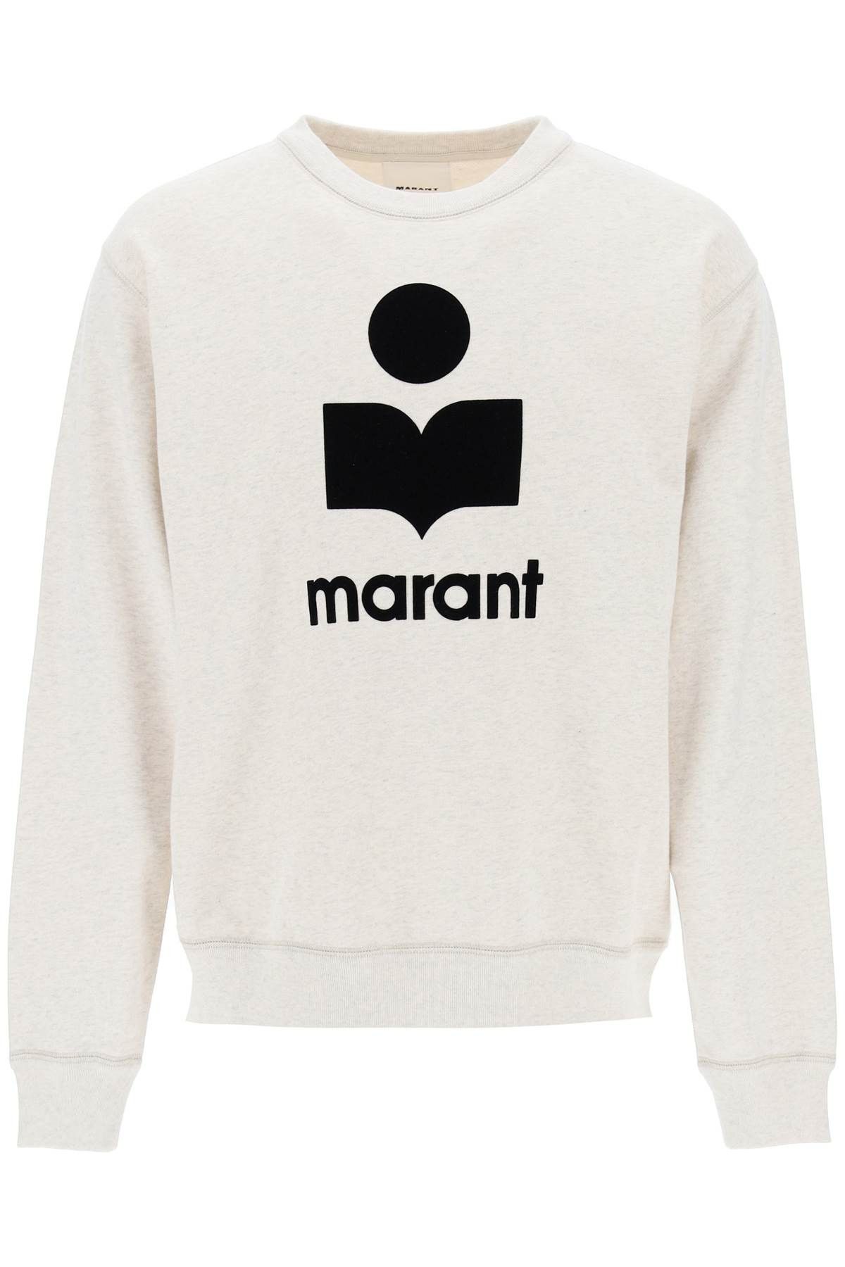 image of Isabel Marant Mikoy Flocked Logo Sweatshirt in Neutro, Men's (Size Medium)