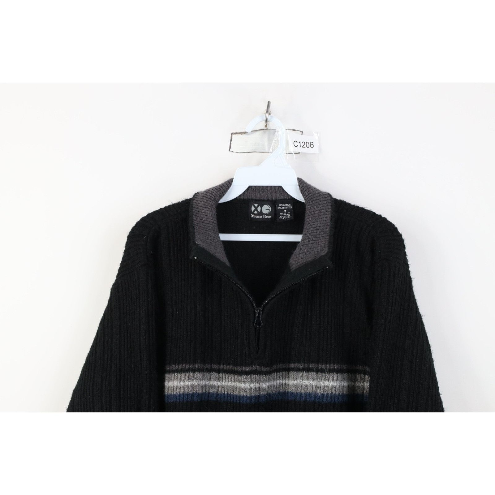 Vintage Vintage 90s Y2K Streetwear Striped Knit Half Zip Sweater Size US M / EU 48-50 / 2 - 2 Thumbnail