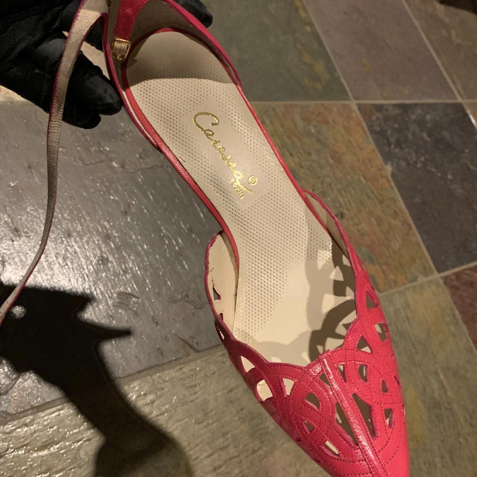 Designer Women Caressa Spain Pink Ankle Strap Heels Sz.10.5 (G102) Size US 10.5 / IT 40.5 - 6 Thumbnail