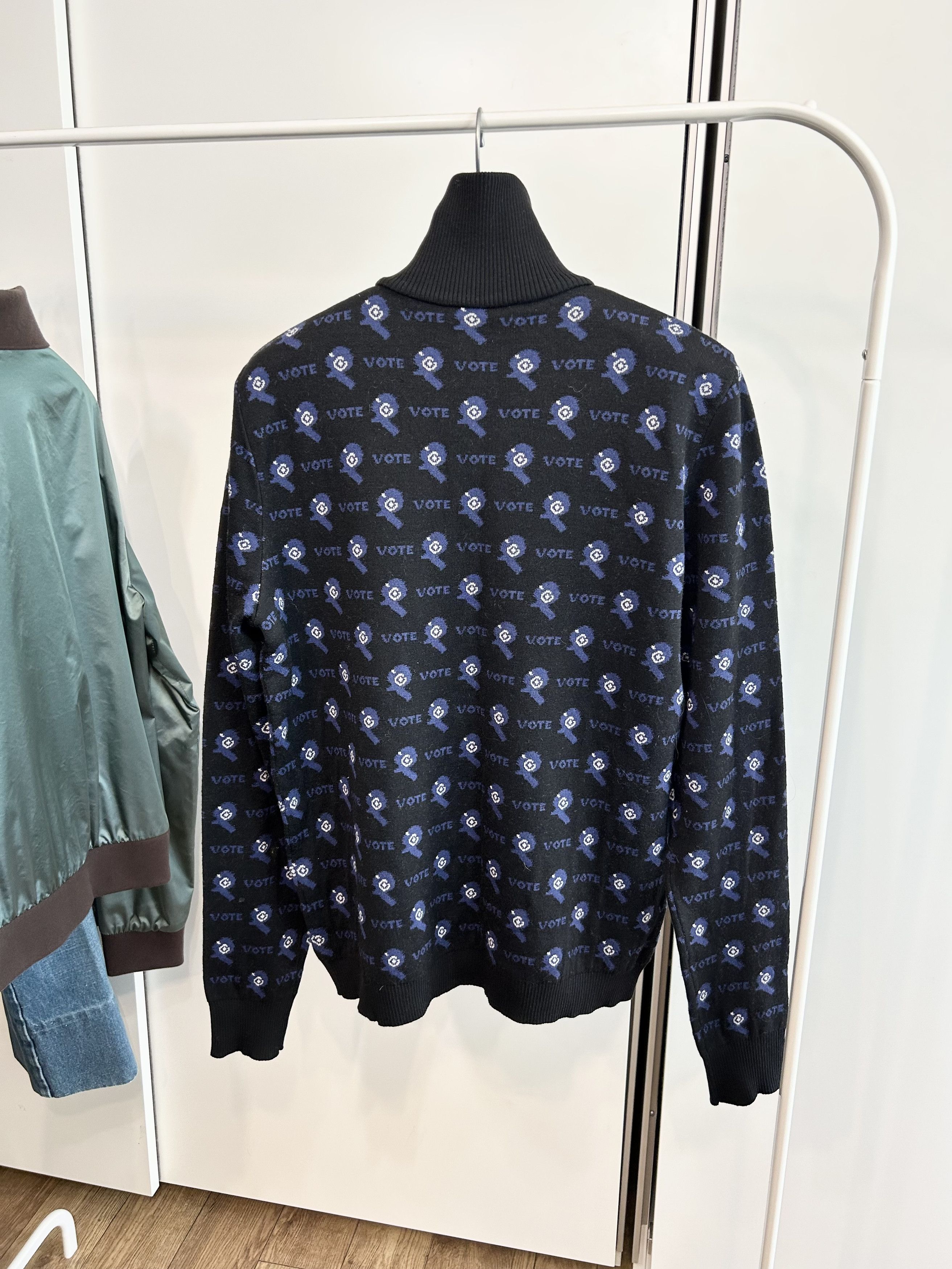 Raf Simons RAF SIMONS "VOTE" Half-Zip Long Sleeve T-Shirt Size US L / EU 52-54 / 3 - 7 Thumbnail