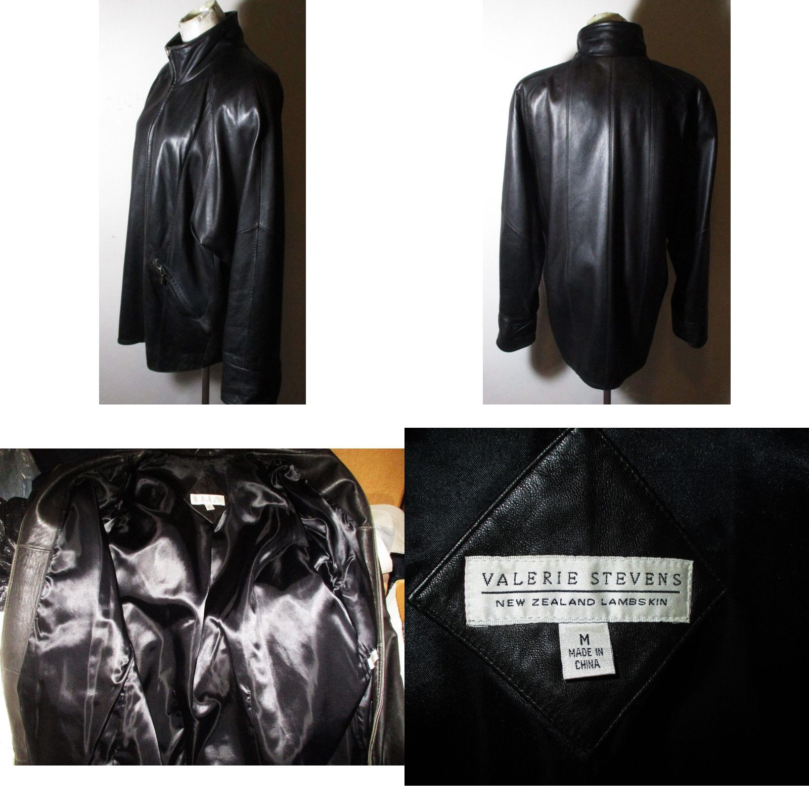 Vintage Women s VALERIE STEVENS Black Full Zip 100 New Zealand Lambskin Leather Coat M Grailed