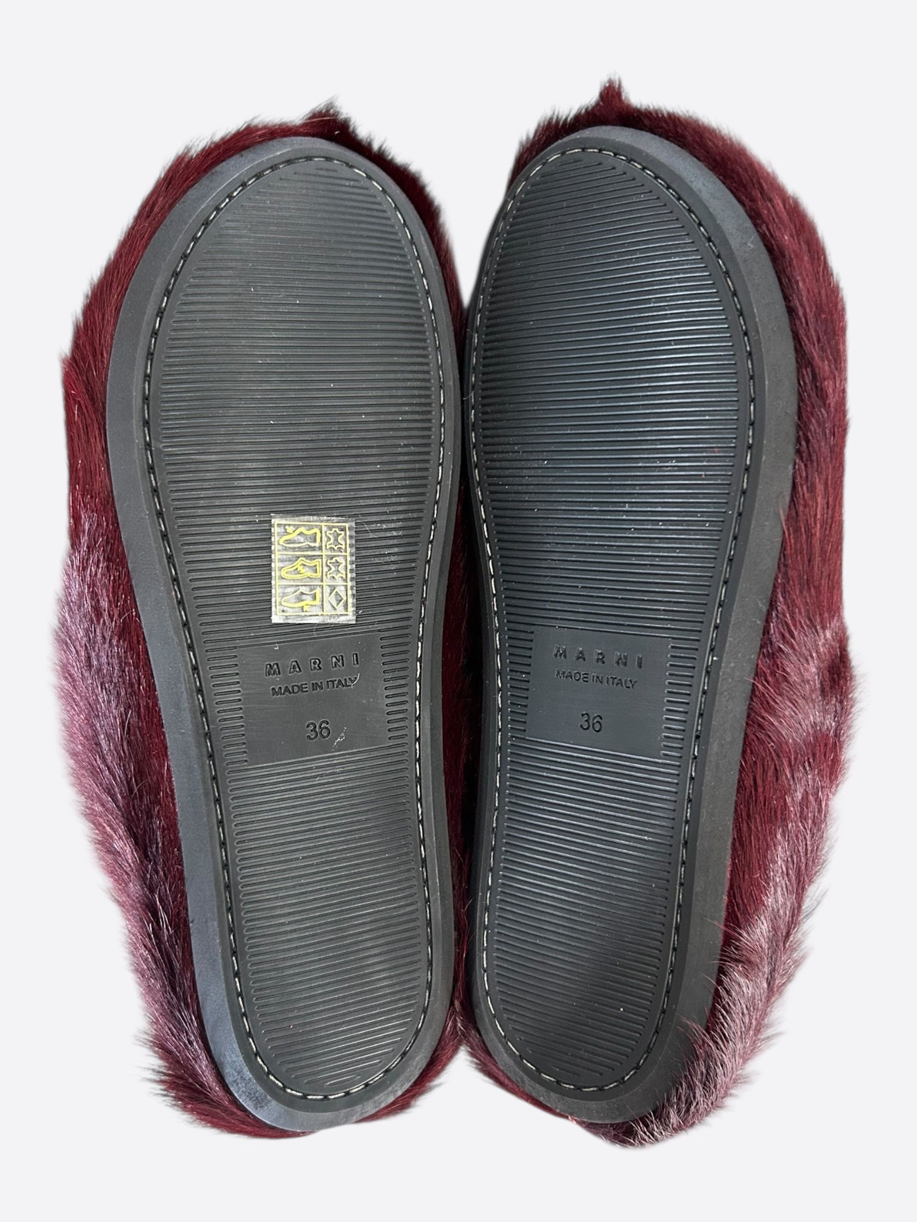 Marni Marni Burgundy Calfskin Fussbett Sabot Women's Slides Size US 7.5 / IT 37.5 - 7 Thumbnail