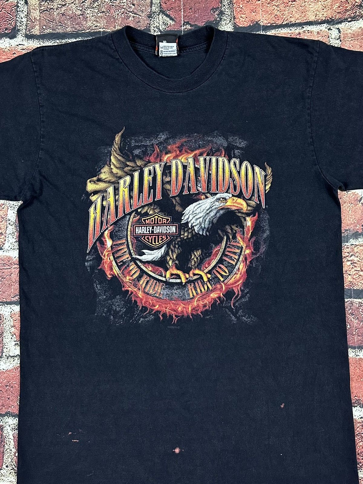 Harley Davidson × Vintage Vintage Harley-Davidson Orlando Double Sided T-Shirt Flames Size US L / EU 52-54 / 3 - 3 Thumbnail