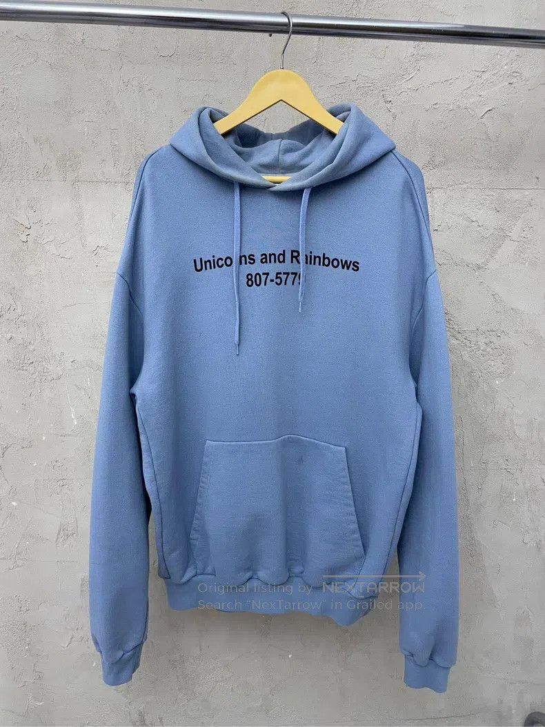 Vetements Vetements Mist Blue Unicorn Logo Hoodie Size US S / EU 44-46 / 1 - 1 Thumbnail