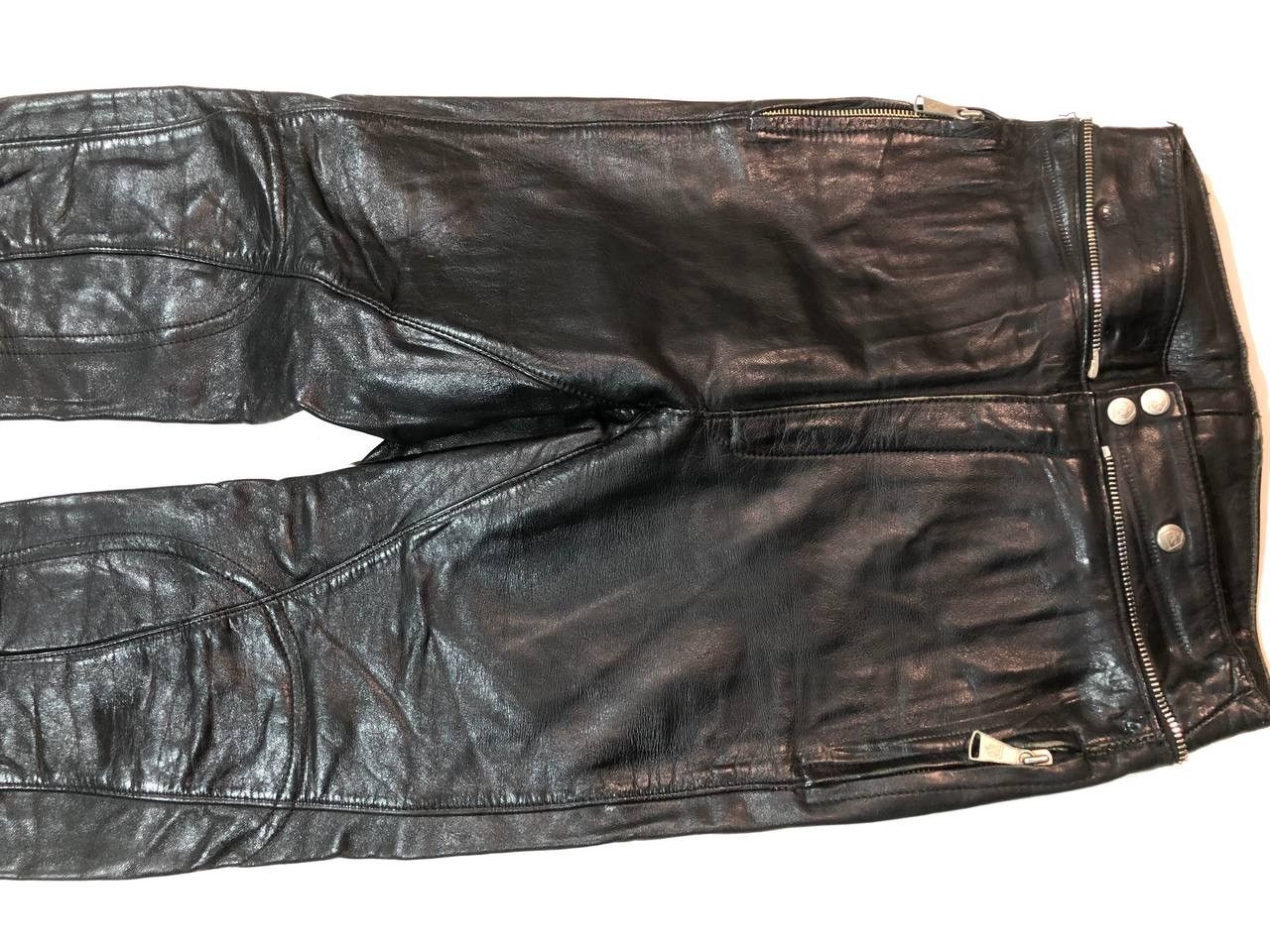 Leather × Vintage Harro Vintage Leather Moto Biker Pants Size US 28 / EU 44 - 4 Thumbnail