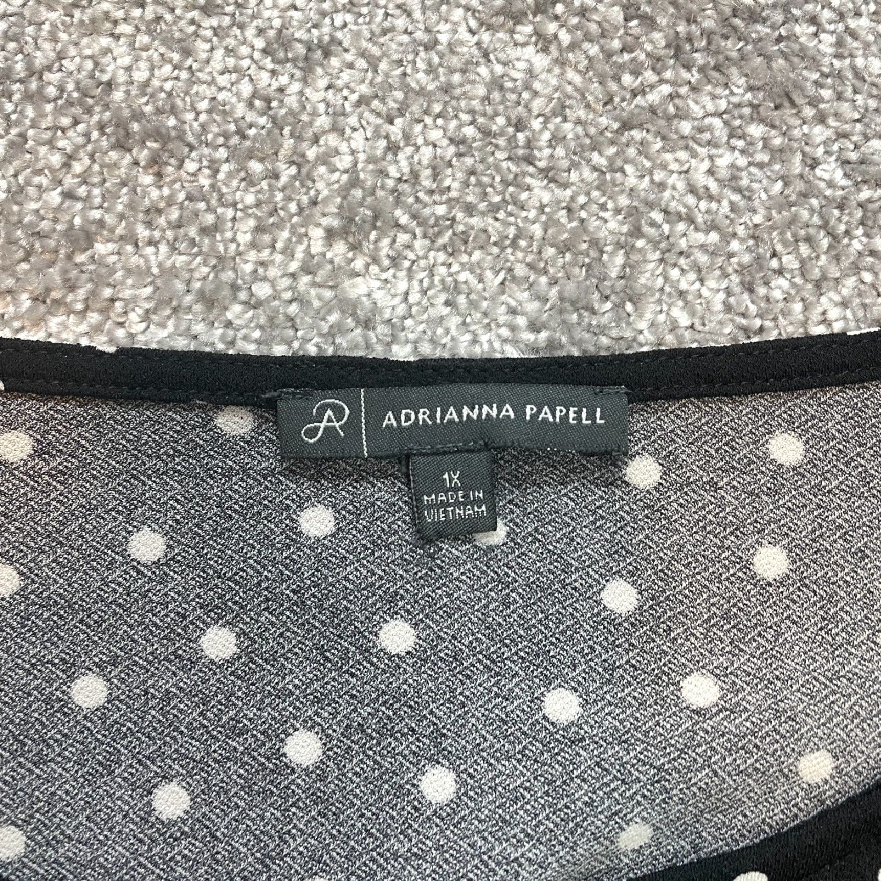 Adrianna Papell Adrianna Papell Blouse Shirt Womens 1X Plus Black Polka Dot Long Sleeve Ladies Size XL / US 12-14 / IT 48-50 - 3 Thumbnail