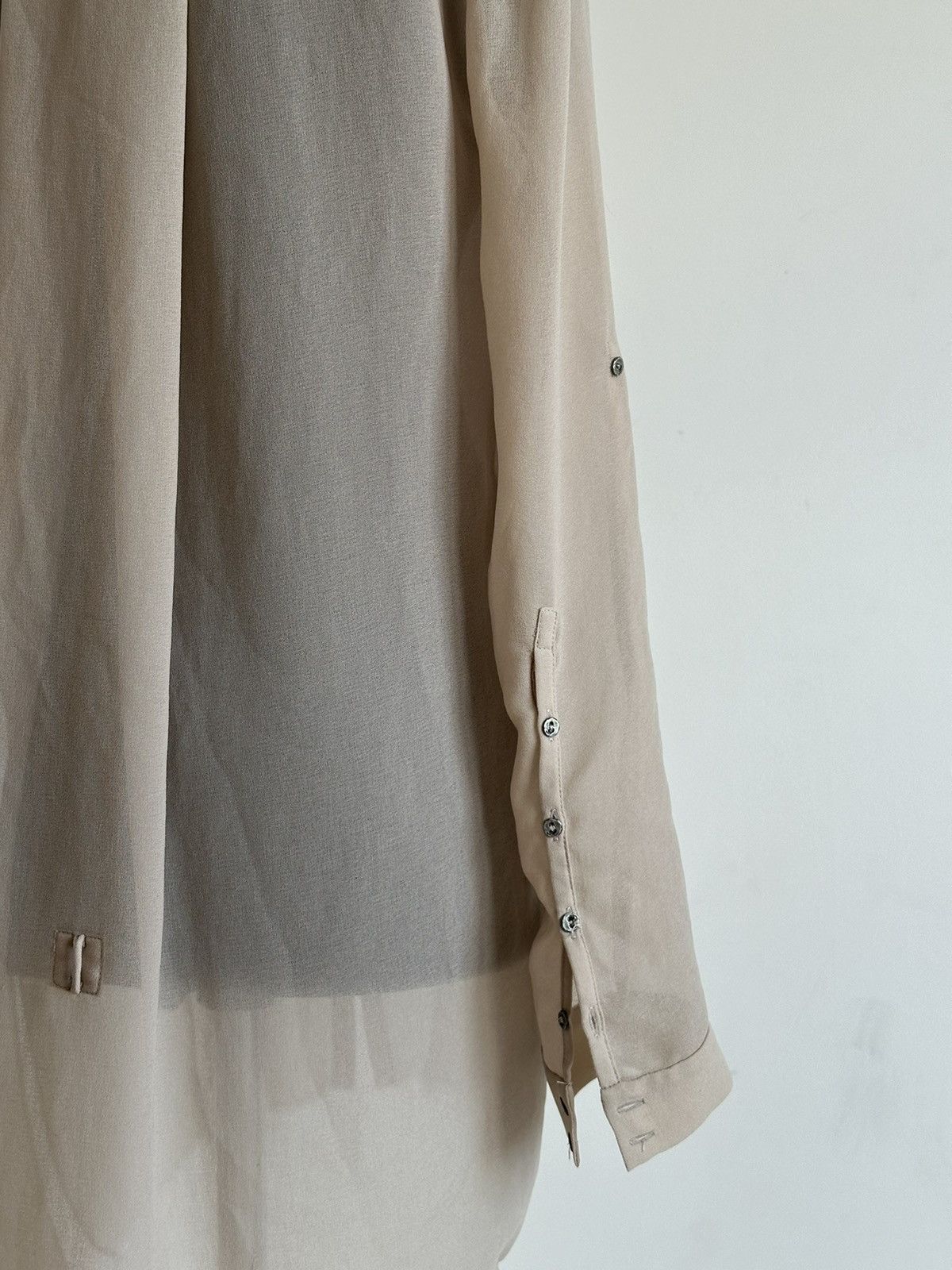 Helmut Lang Helmut Lang USA Raw Hem Leather Button Up Beige Long Shirt Size M / US 6-8 / IT 42-44 - 9 Thumbnail