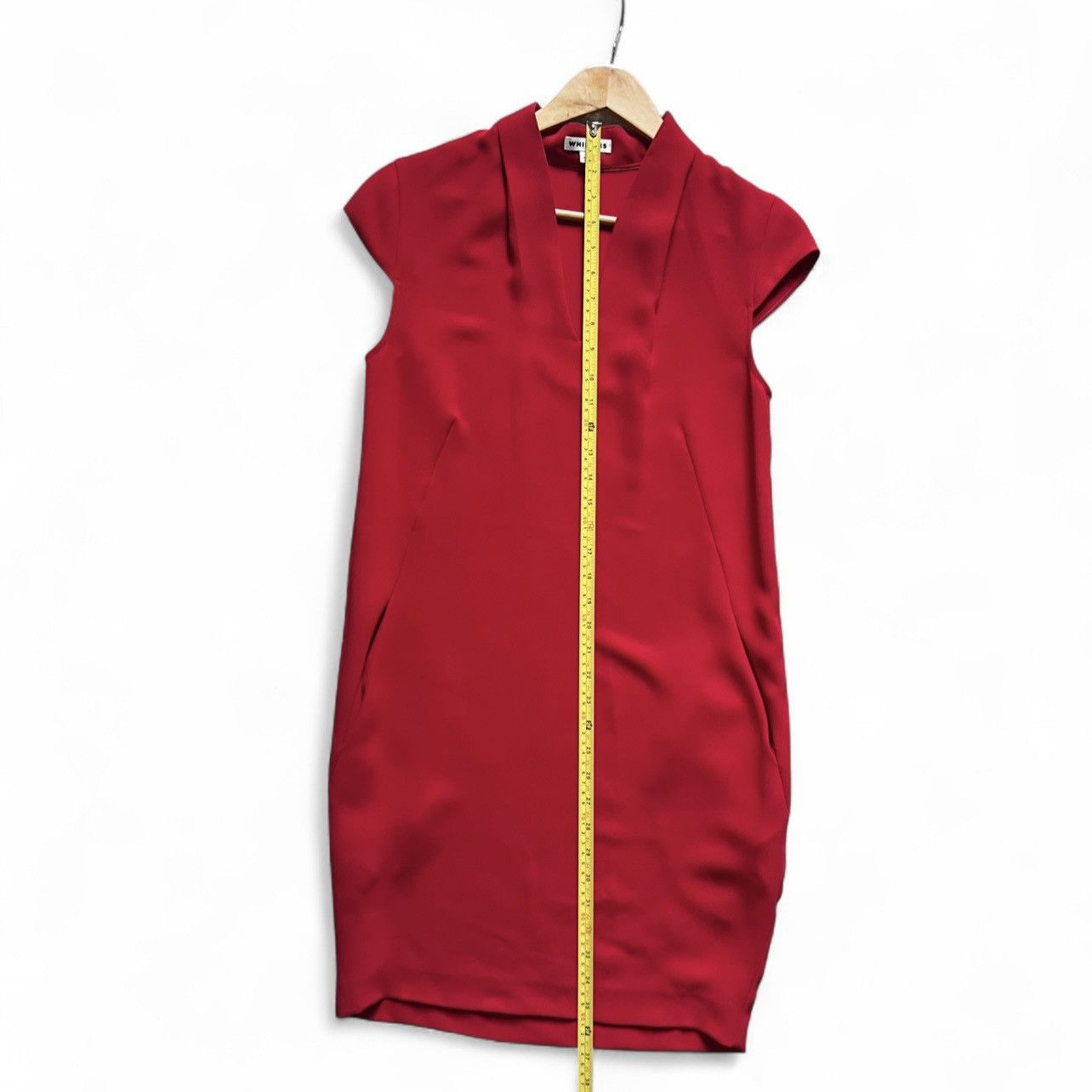 Whistles Whistles Red V-Neck Shift Dress – Size UK 6 / US 2 / EU 34 Size XS / US 0-2 / IT 36-38 - 6 Thumbnail