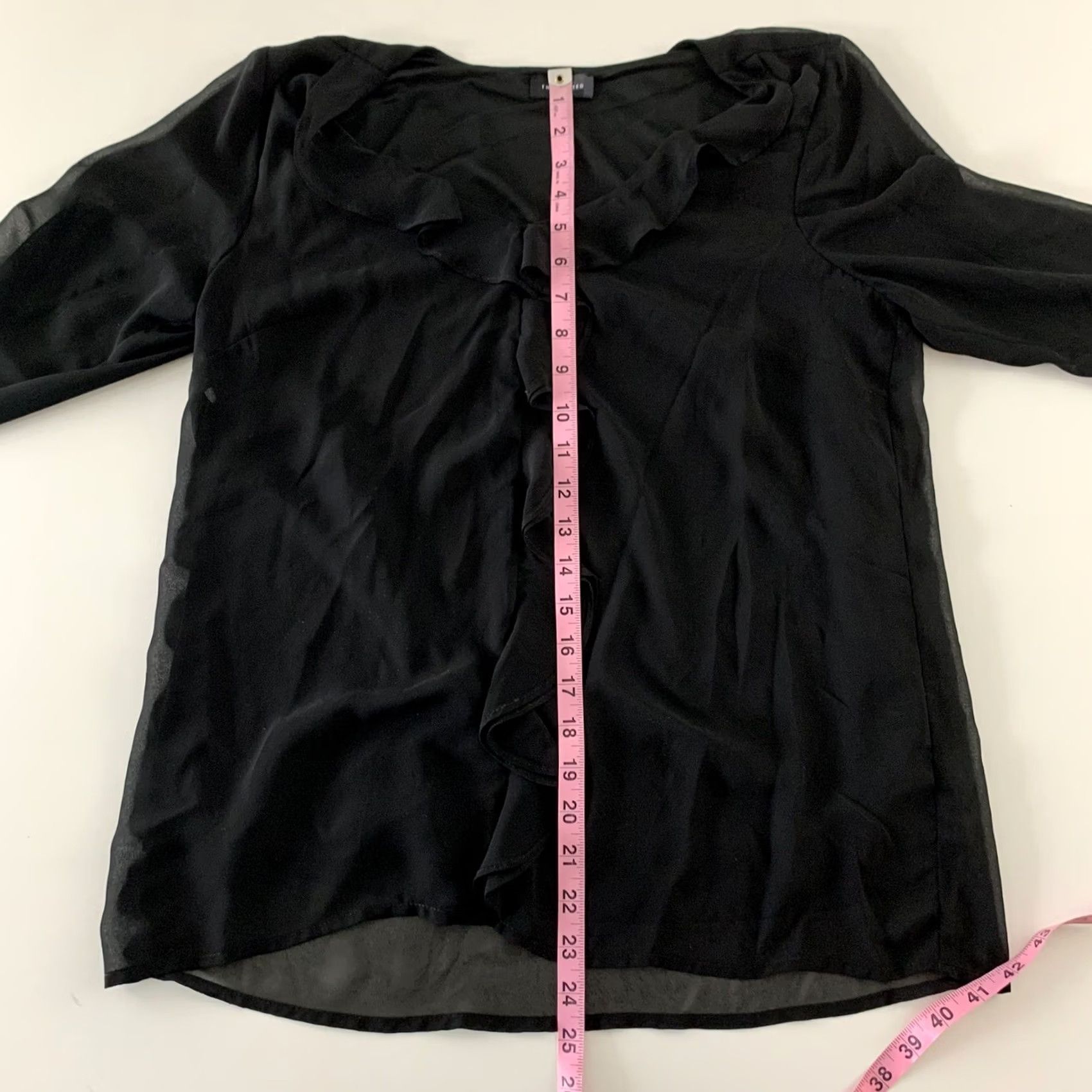 Vintage The Limited Blouse Shirt Women's M Black V-Neck Long Sleeve Sheer Ruffle Front Size M / US 6-8 / IT 42-44 - 4 Thumbnail