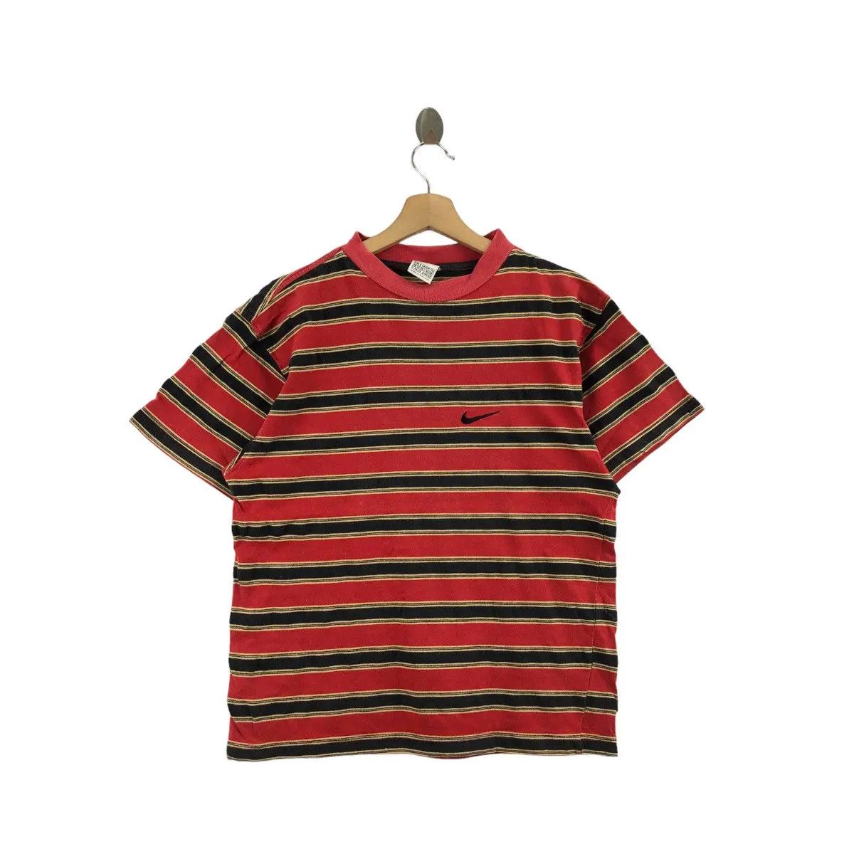 Nike Vintage 90’ NIKE SWOOSH Center Logo Striped Tee Shirt Gray Size US M / EU 48-50 / 2 - 1 Thumbnail