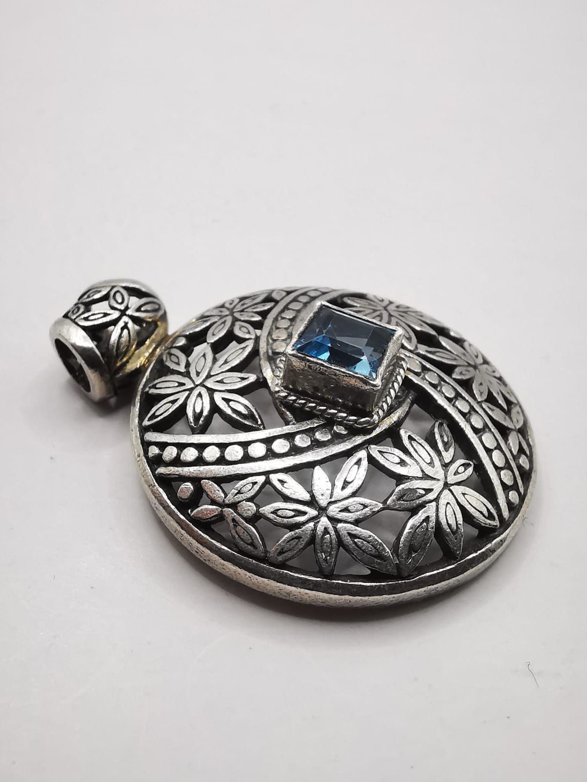 Sterling Silver Vintage Pendant 925 Sterling Silver Topaz 11,48g Size ONE SIZE - 2 Thumbnail