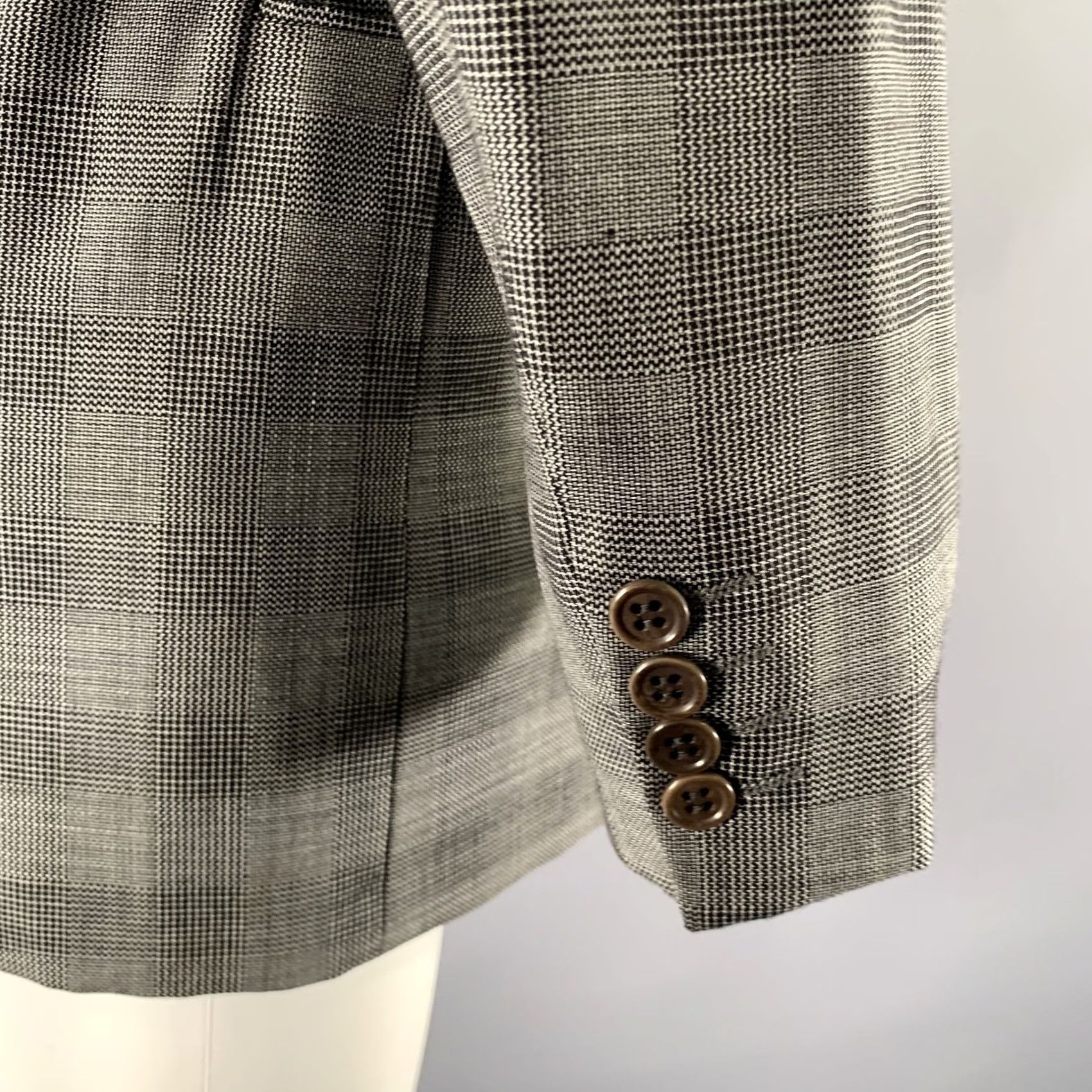 Valentino VALENTINO Blazer Grey Black Glen Check Virgin Wool Peak Lapel Size 38 Men Size 38R - 5 Thumbnail