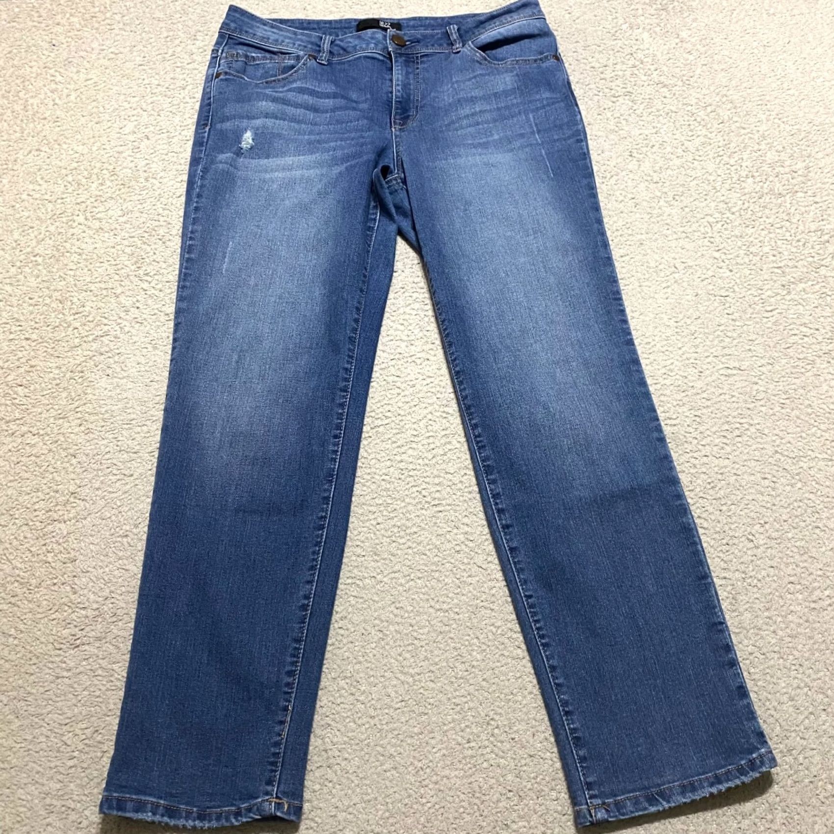 Vintage 1822 Denim Jeans Blue 14 Straight High Rise Distressed Denim Cotton Blend Womens Regular Size 14 Jeans Size 36" / US 14 / IT 50 - 2 Thumbnail