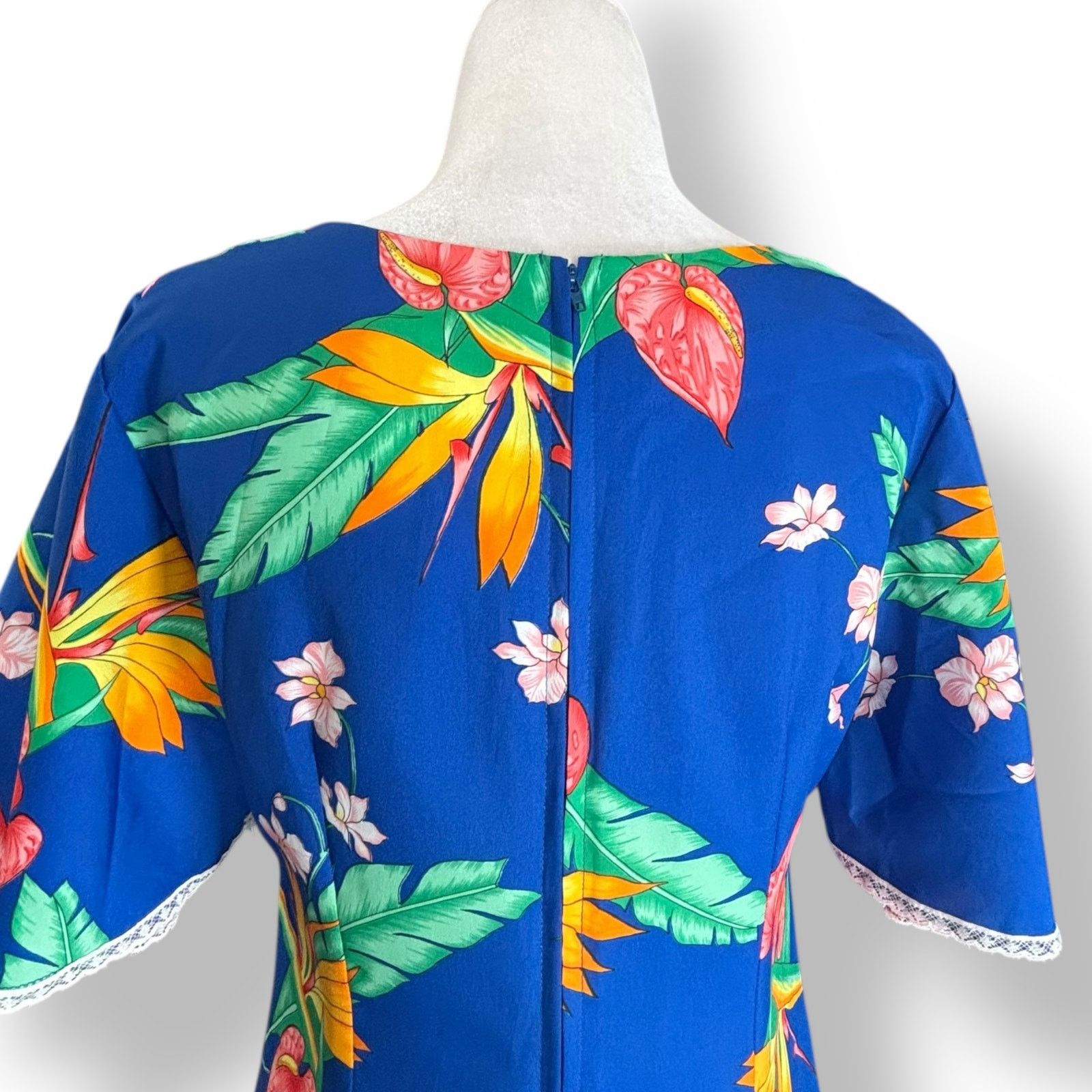 Vintage Vintage Made In Hawaii Maxi Dress Blue Tropical Floral Print Size M / US 6-8 / IT 42-44 - 7 Thumbnail