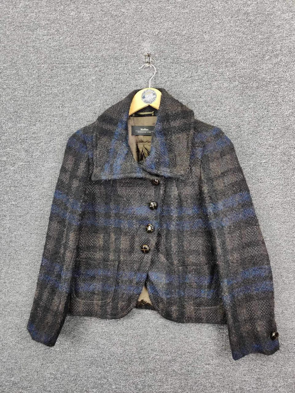 Japanese Brand Max Mara Weekend Plaid Wool Mohair Single Breasted Coat Size US S / EU 44-46 / 1 - 2 Thumbnail