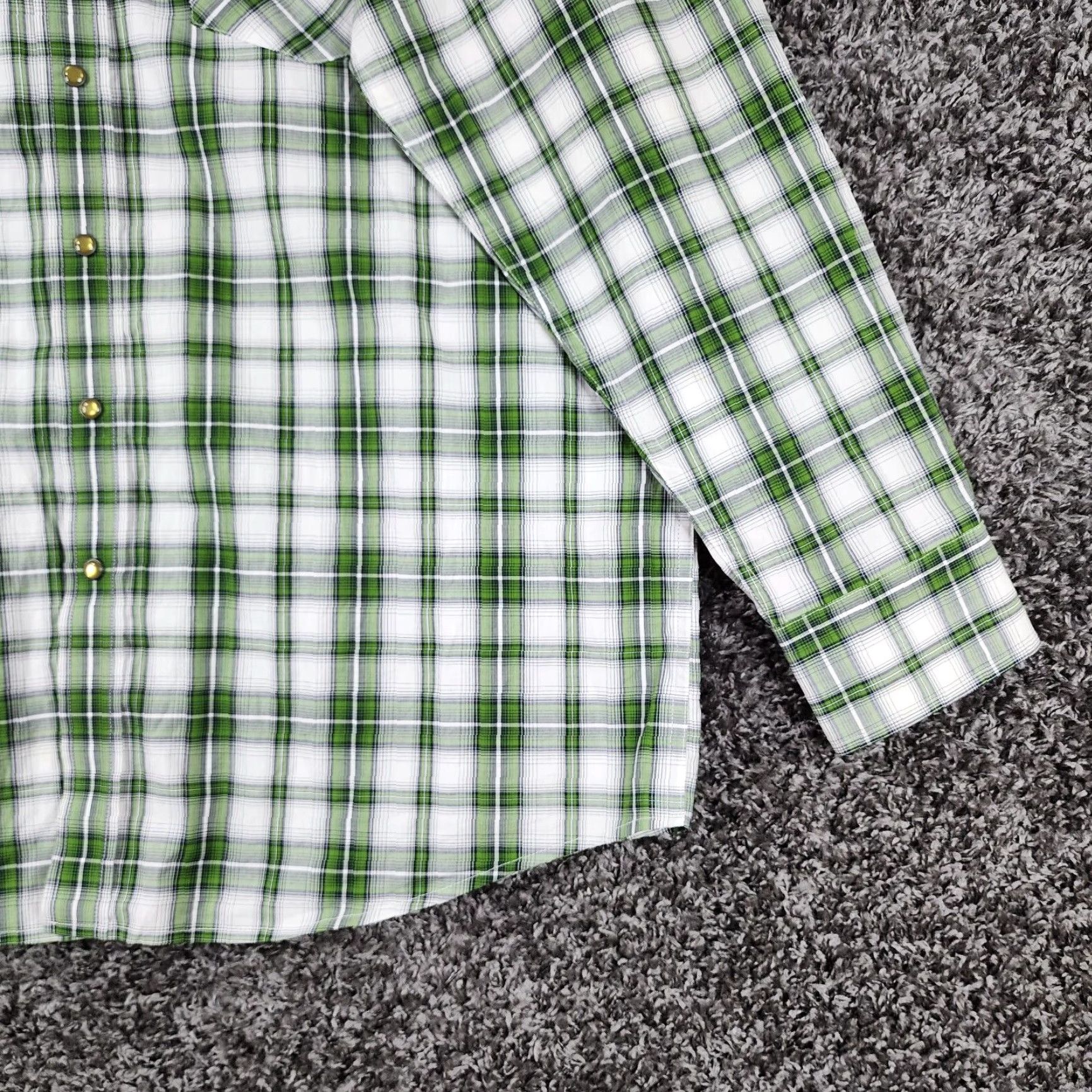 Vintage Cinch Plaid Button-Up Shirt Mens Long Sleeve Snap Closure Green White Size XL Size US XL / EU 56 / 4 - 2 Thumbnail