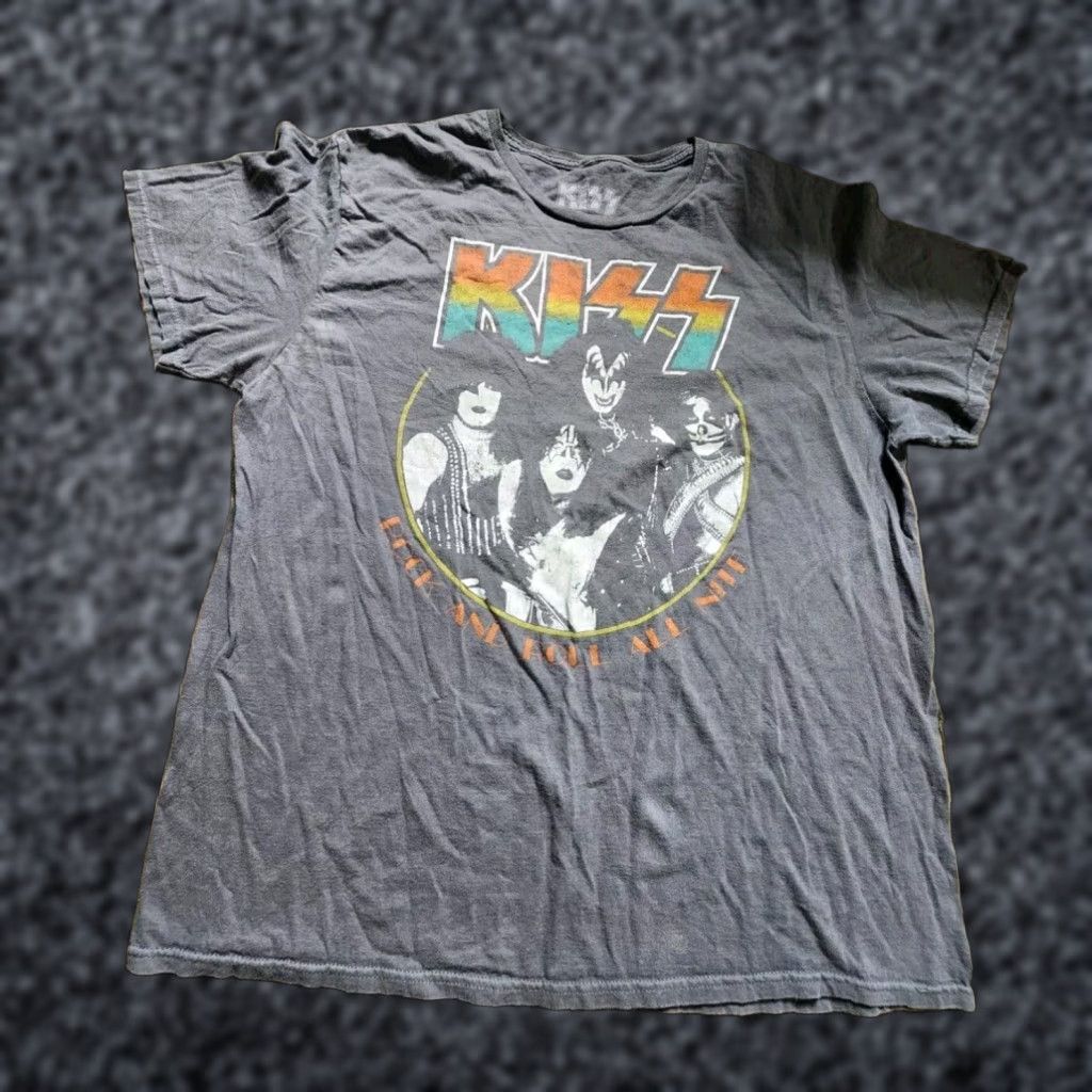 Vintage Kiss Band Tee Mens XL Gray Rock and Roll All Nite T Shirt Cotton Short Sleeve Music Size US XL / EU 56 / 4 - 1 Thumbnail