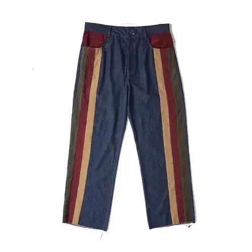 Japanese Brand 20SS Indigo Union Japan 3 Stripes Patchwork Pants Size US 32 / EU 48 - 1 Thumbnail