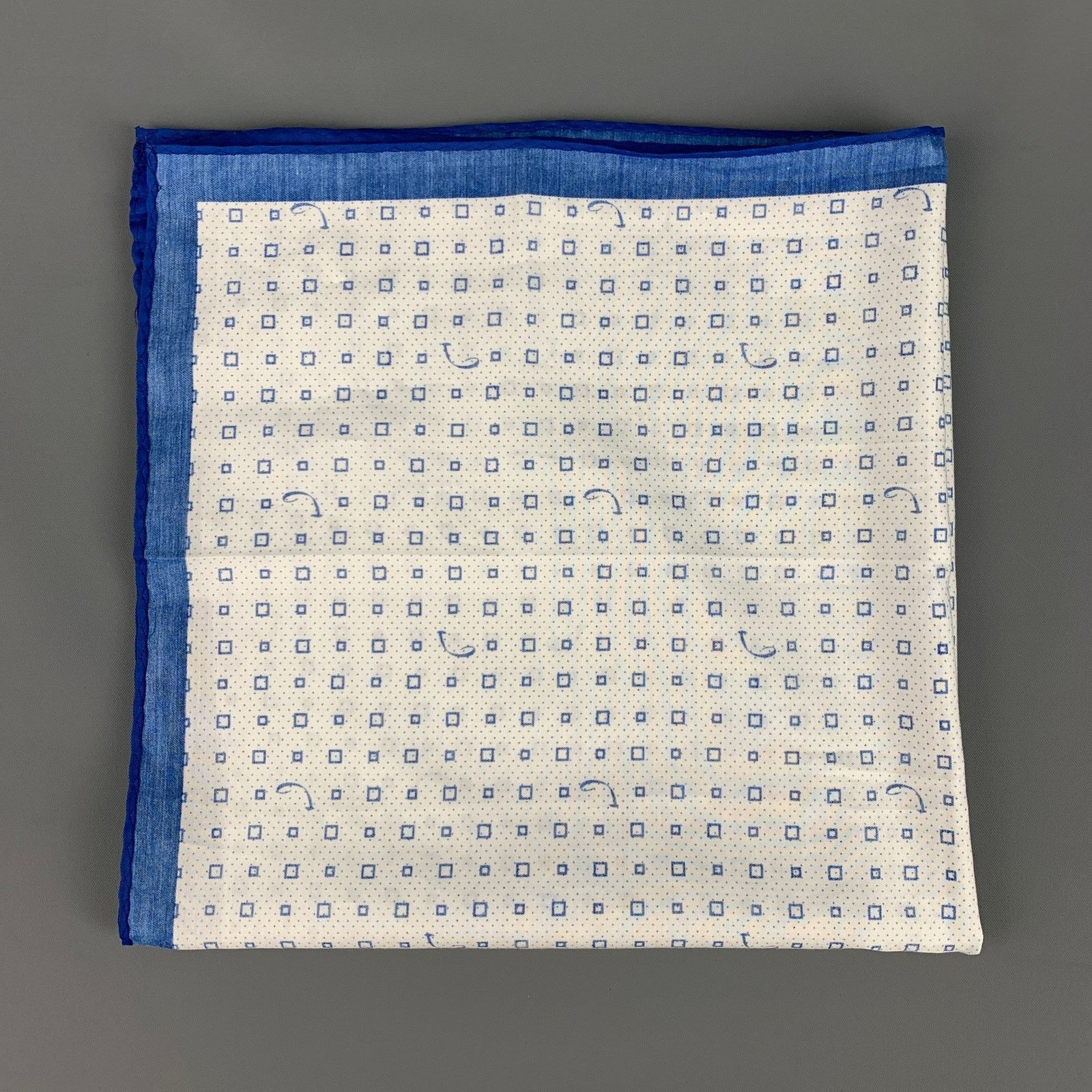 Jacob Cohen JACOB COHEN White Blue Print Cotton Silk Pocket Square Size ONE SIZE - 3 Thumbnail