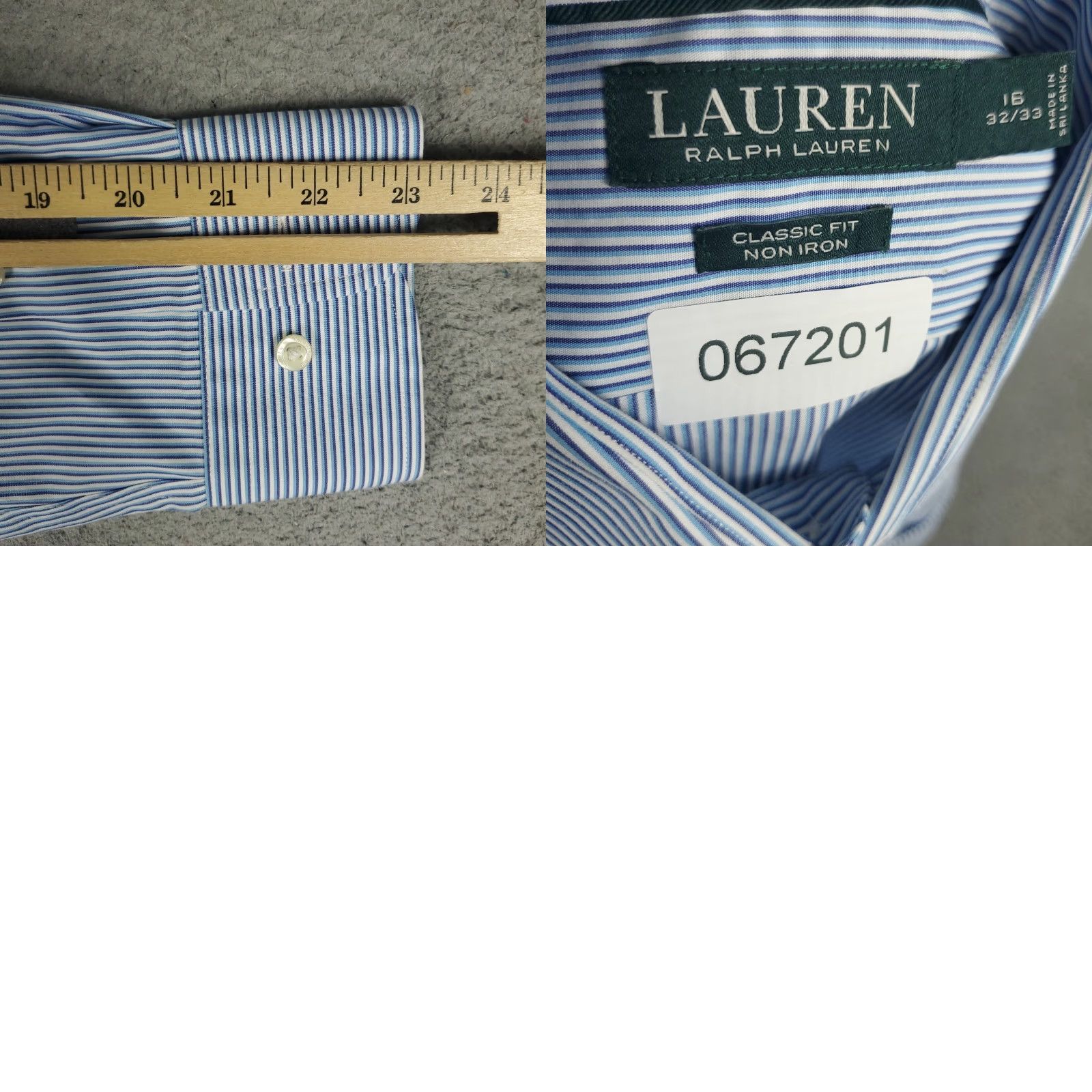 Ralph Lauren Ralph Lauren Shirt Mens 16 Blue Striped Classic Dress Button Up Long Sleeve Concrete Details Size 42R - 8 Thumbnail