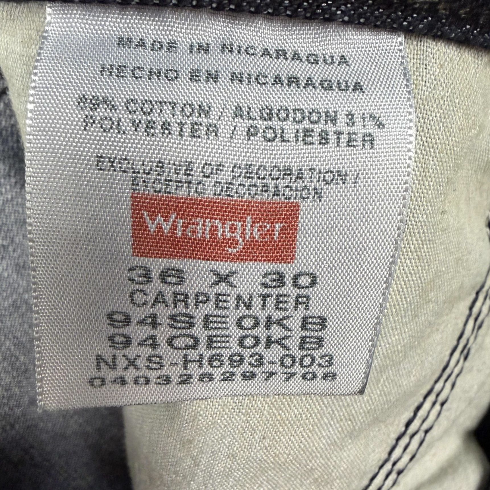 Wrangler Wrangler Carpenter Jeans Mens 36x25 Denim Dark Indigo Jeans Workwear Cargo Pockets Hammer Loop Baggy 90s Grunge Denim Vintage No N/A Size US 36 / EU 52 - 6 Thumbnail