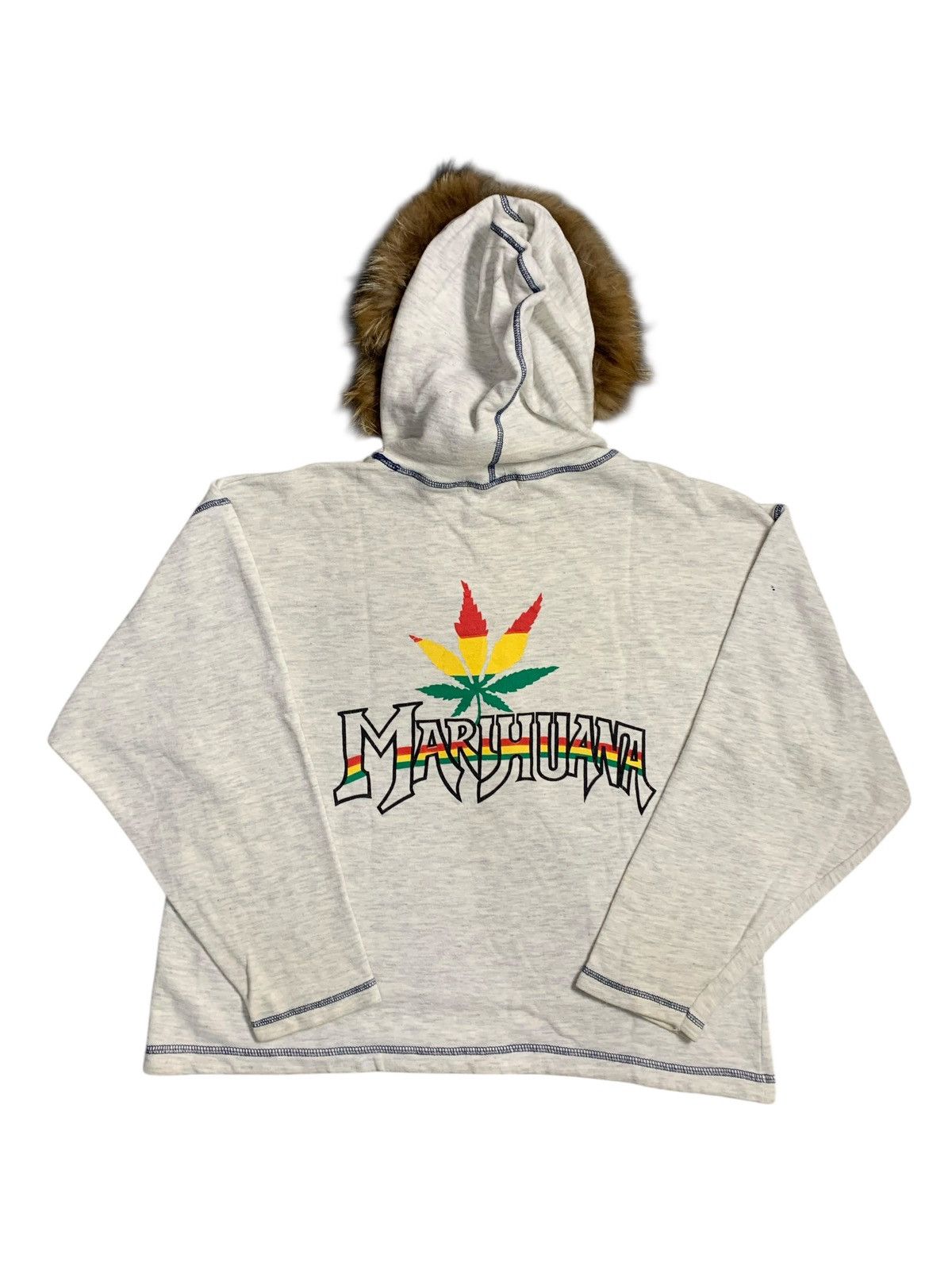 20471120 ARCHIVE STAR MARIJUANA FUR HOODIE BOB MARLEY RASTA STYLE Size US L / EU 52-54 / 3 - 2 Thumbnail